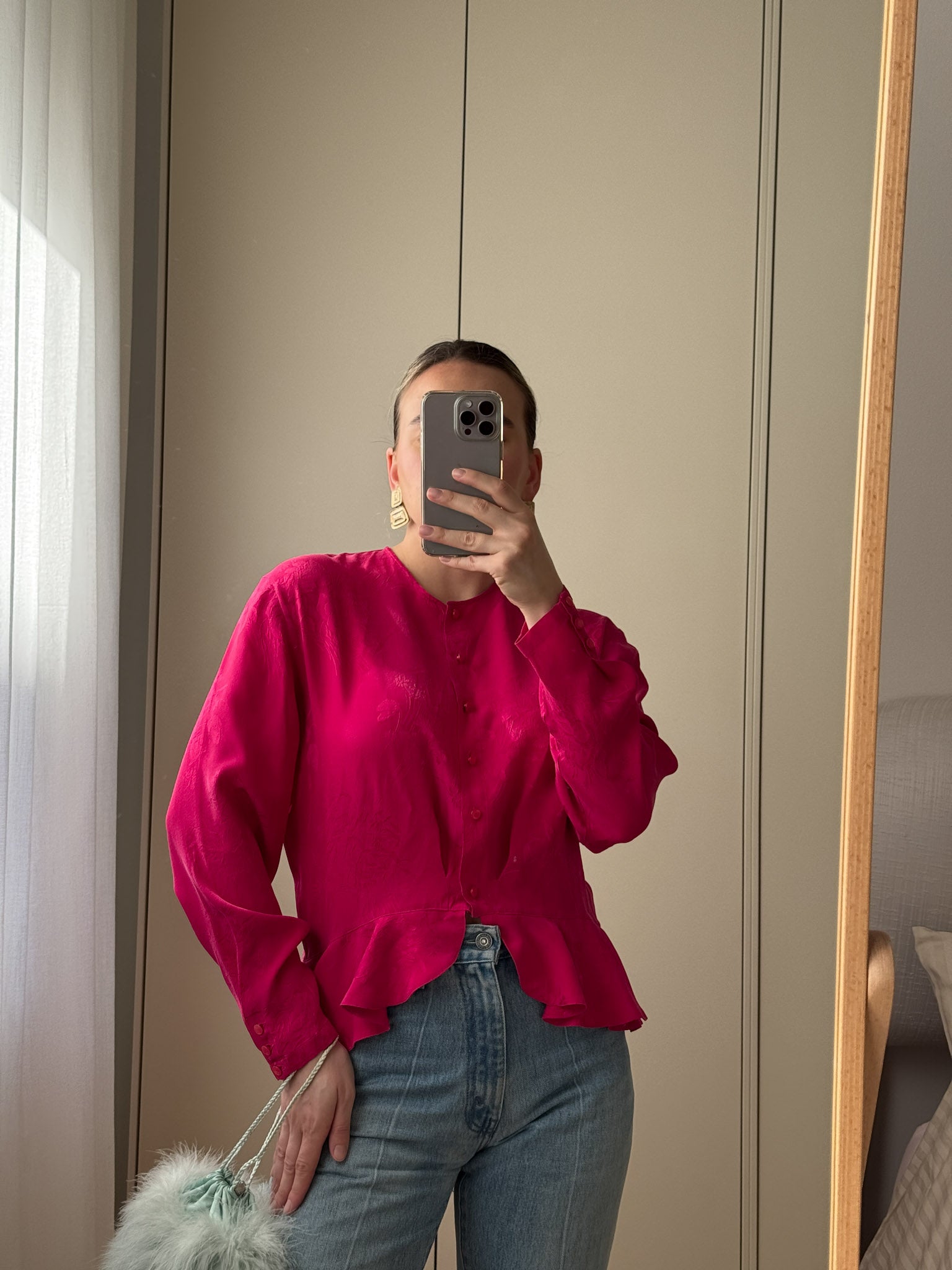 Pure silk cyclamen blouse