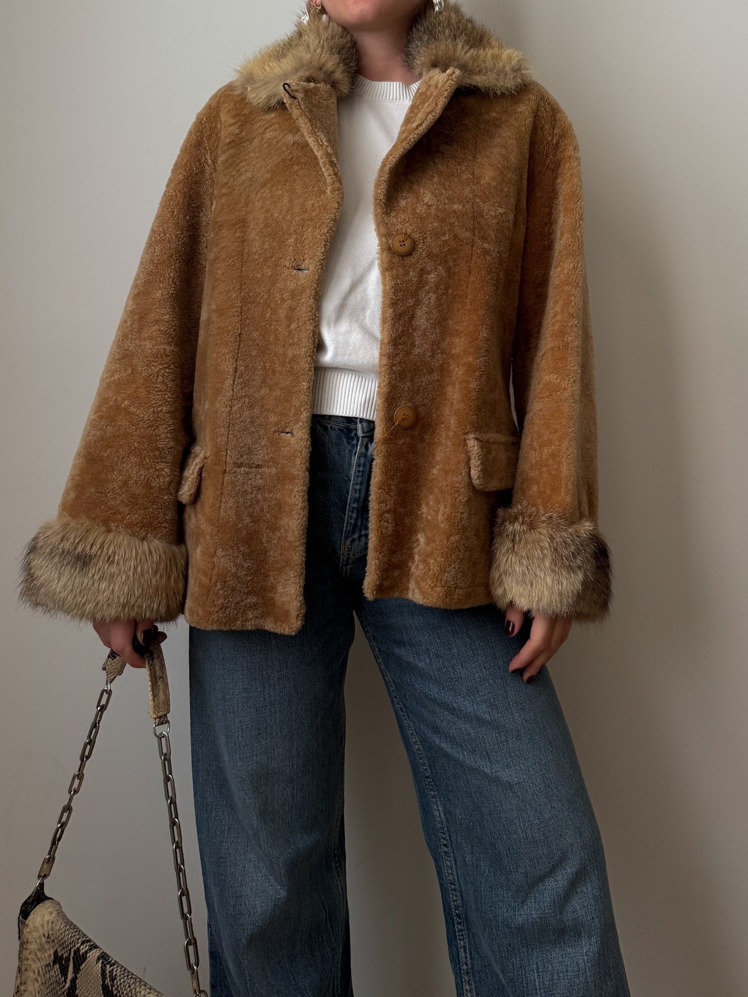 Real shearling and fur jacket