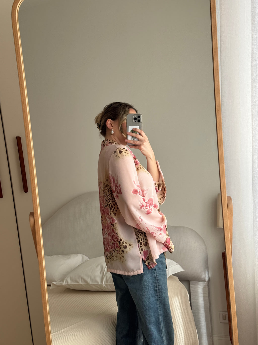 Viscose pink animalier shirt