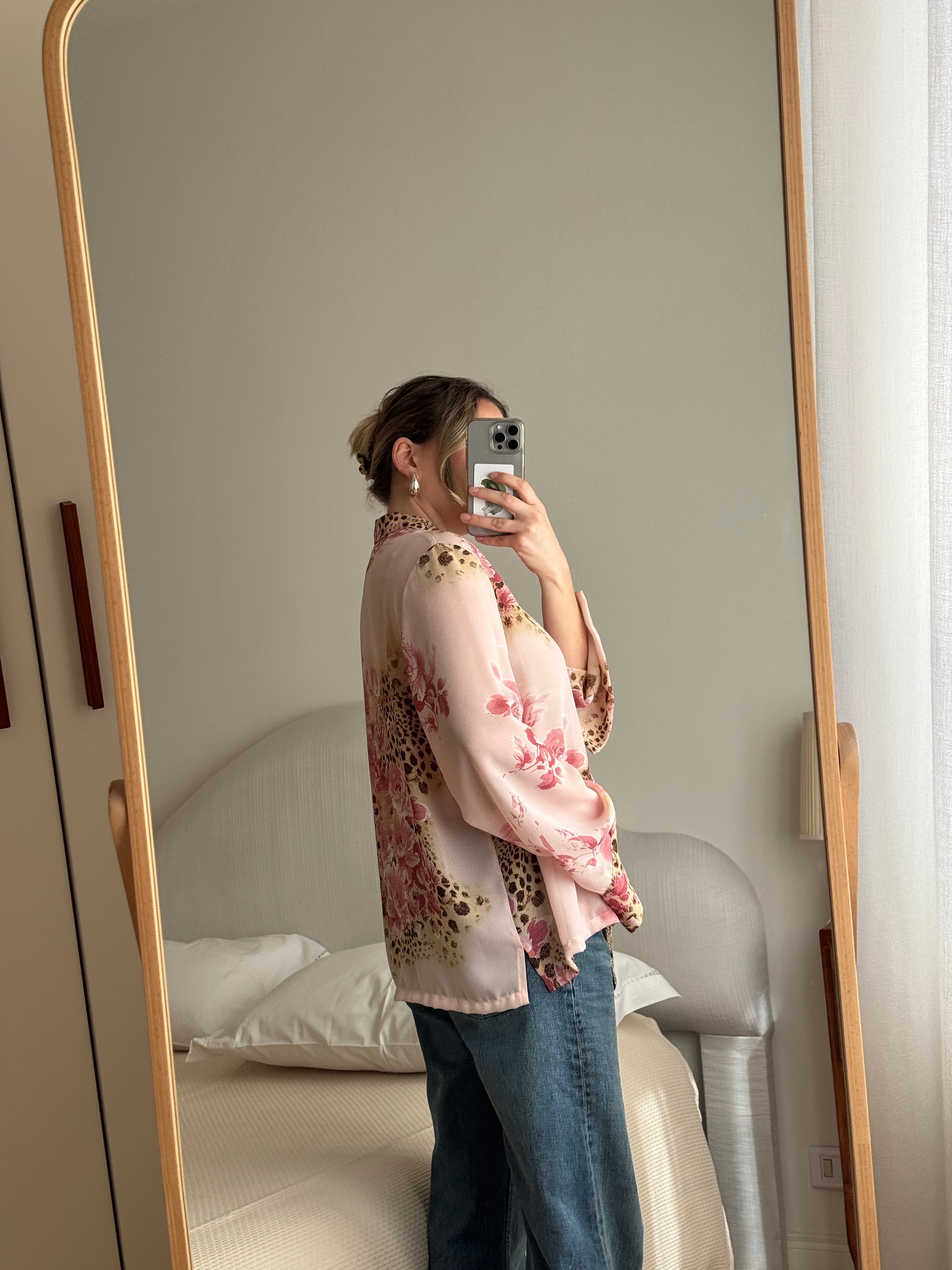 Viscose pink animalier shirt