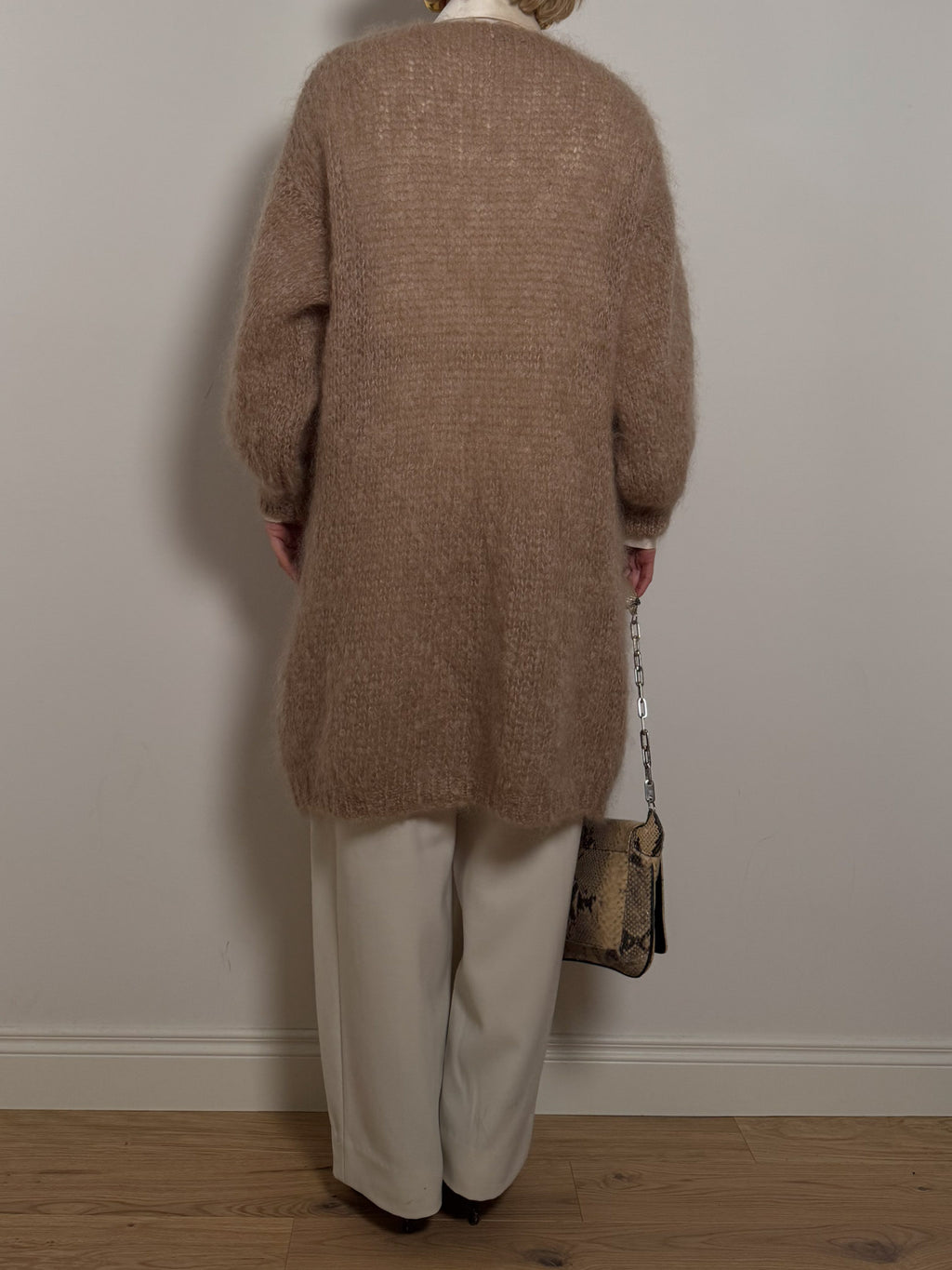 Mohair and wool camel maxi cardigan