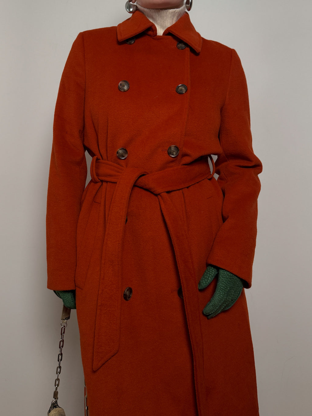 Trussardi pure wool terracotta coat