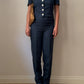 Pure linen blue denim suit