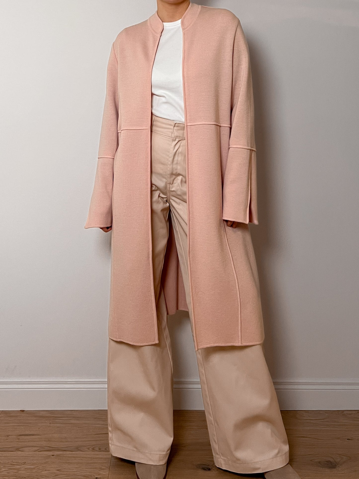 Pure wool pink long cardigan