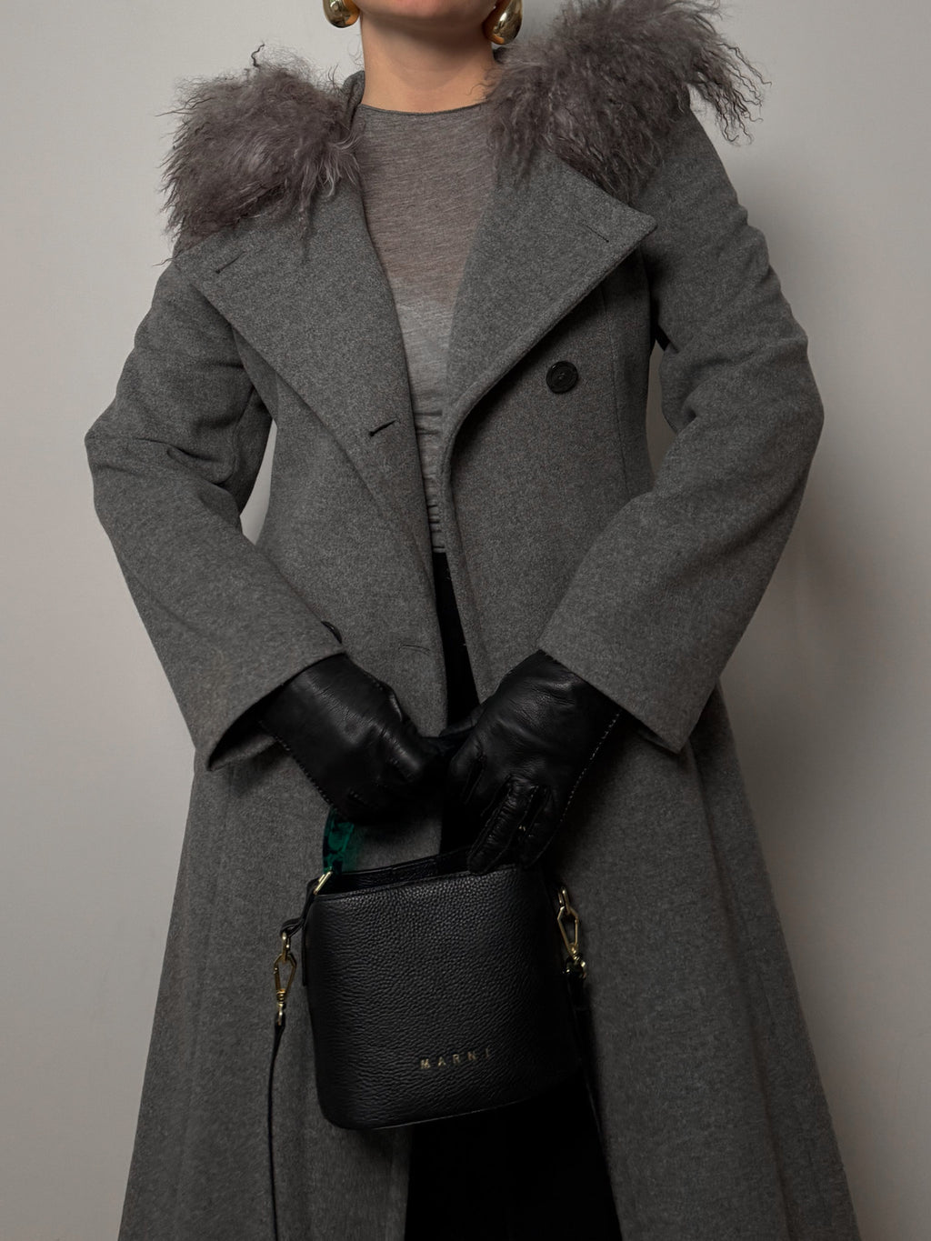 Wool, Angora and cashmere grey coat