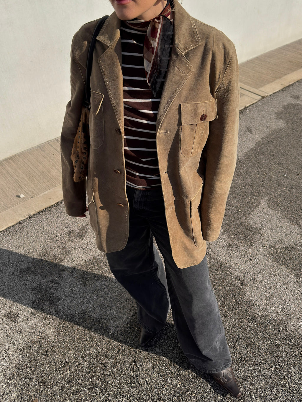 Real suede taupe jacket