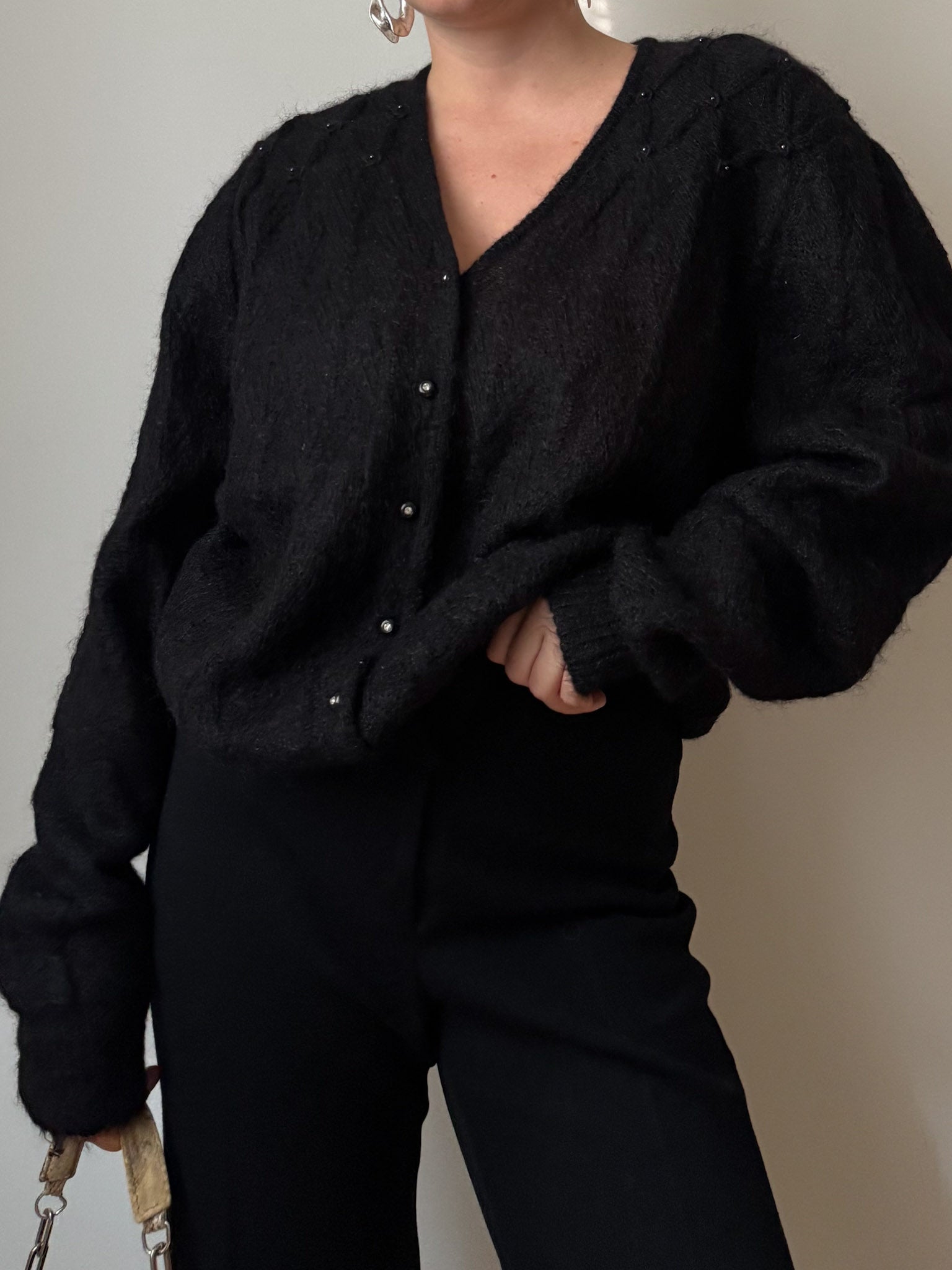 Kid mohair black cardigan