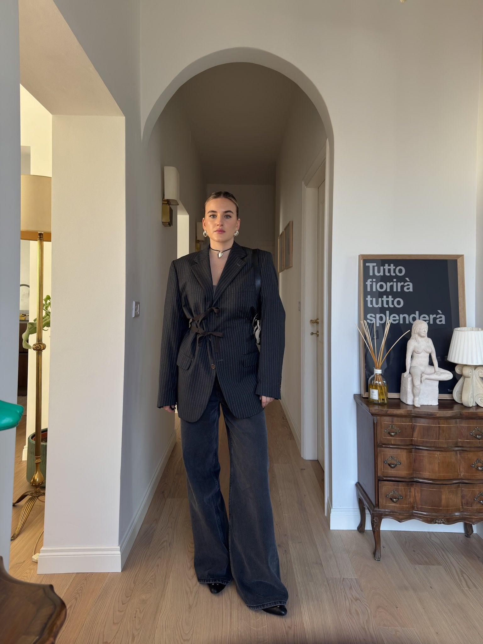 Brando pinestriped anthracite wool