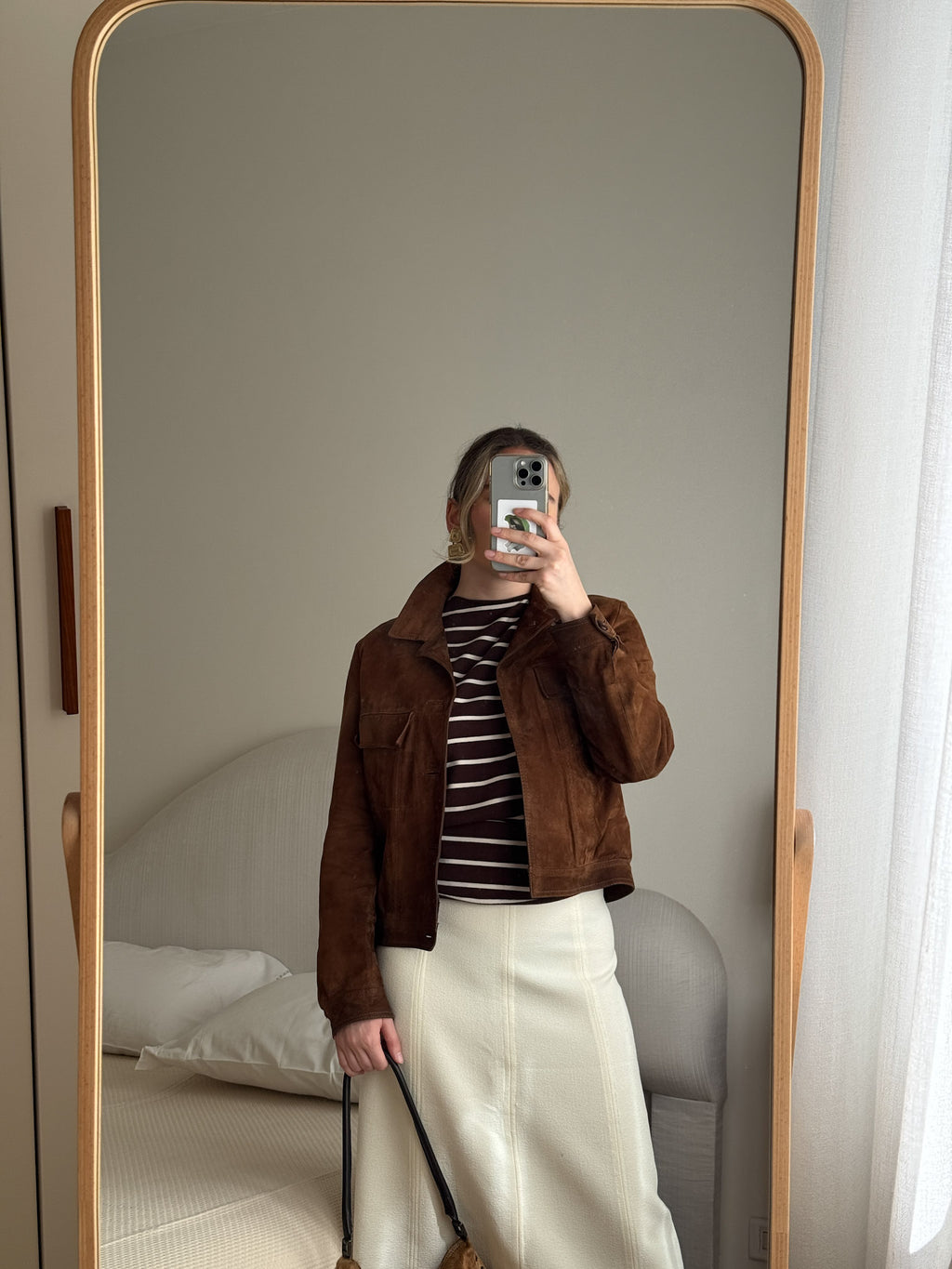 Real suede cropped jacket