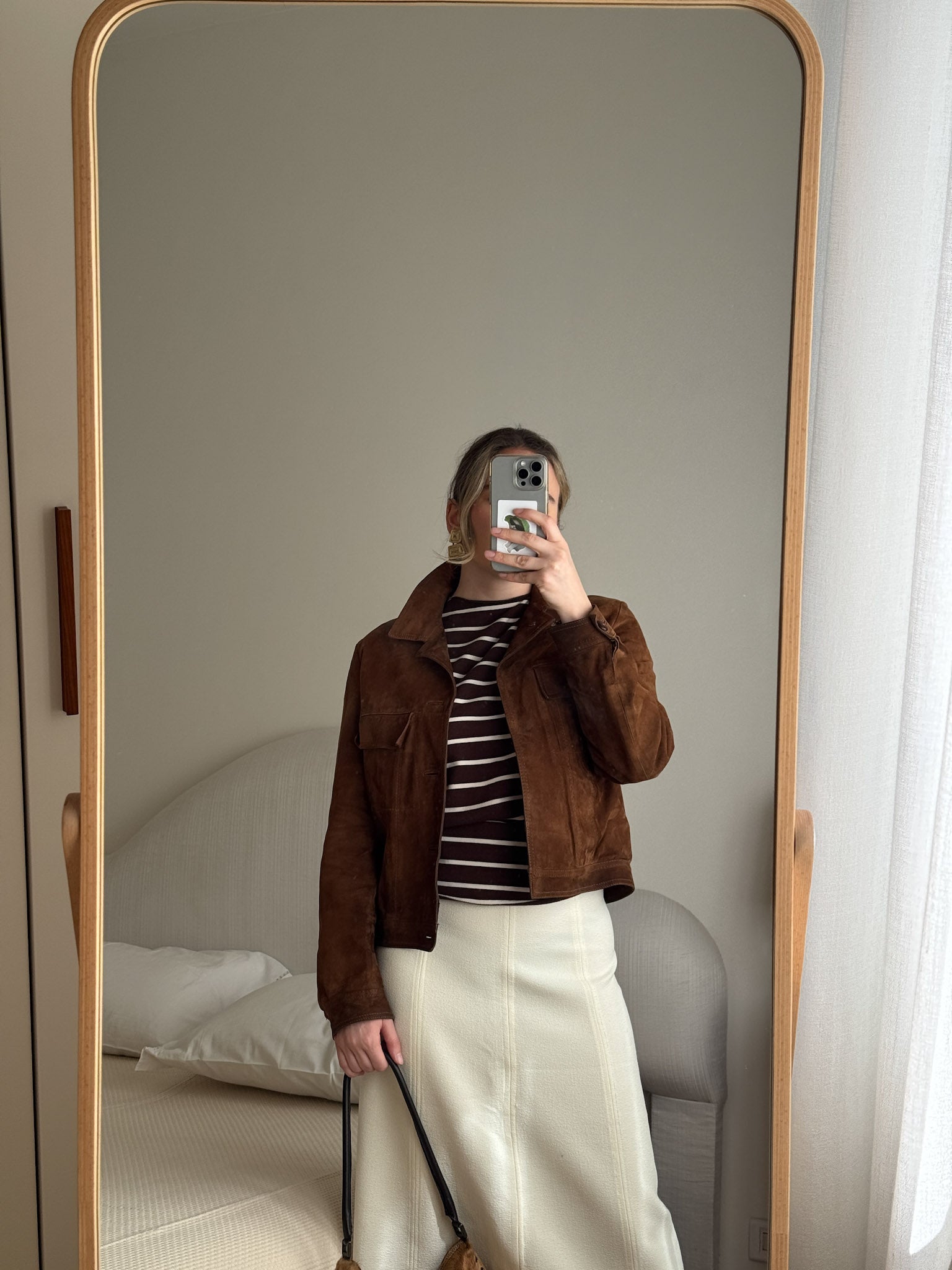 Real suede cropped jacket