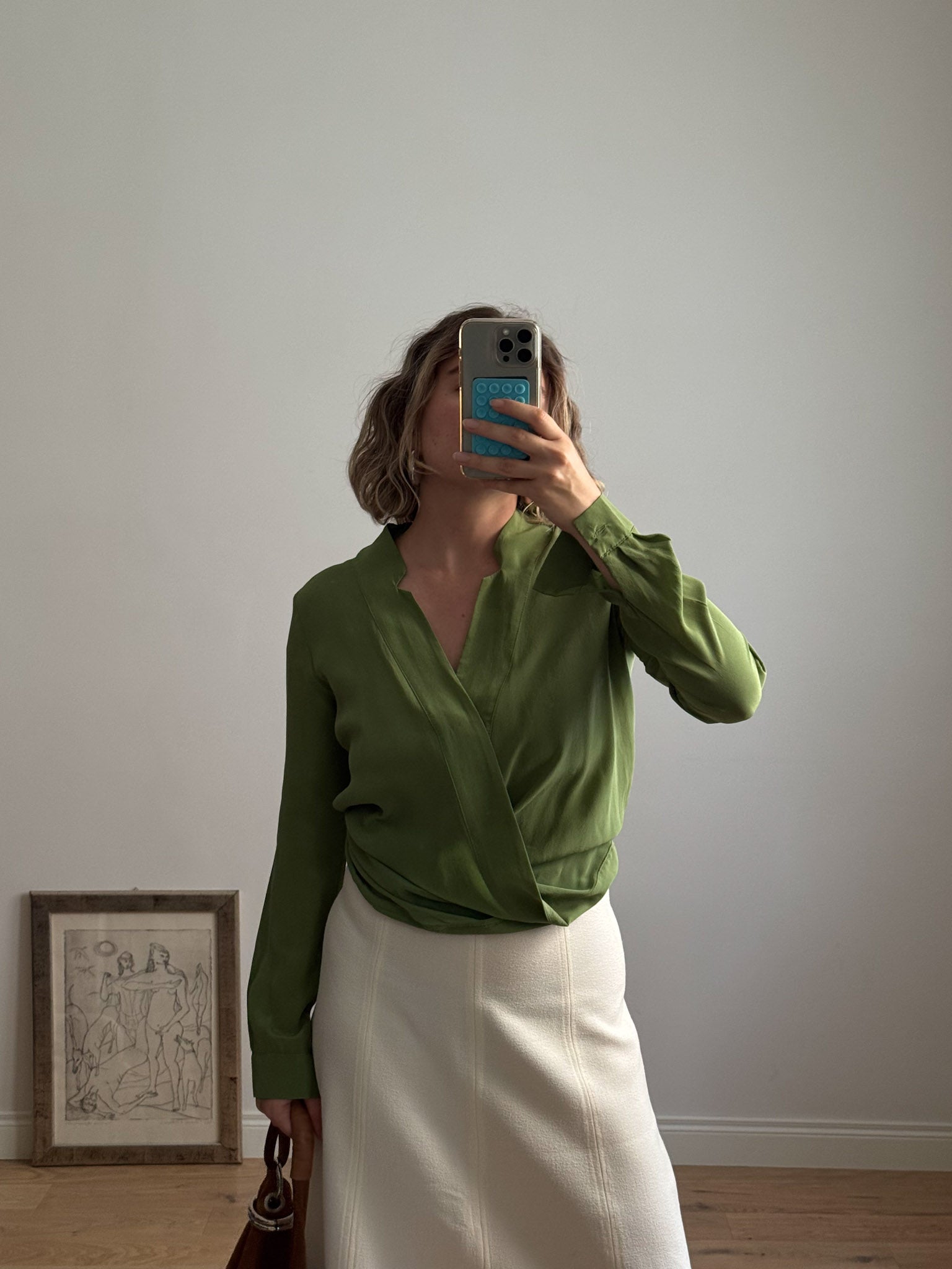 Pure silk green blouse