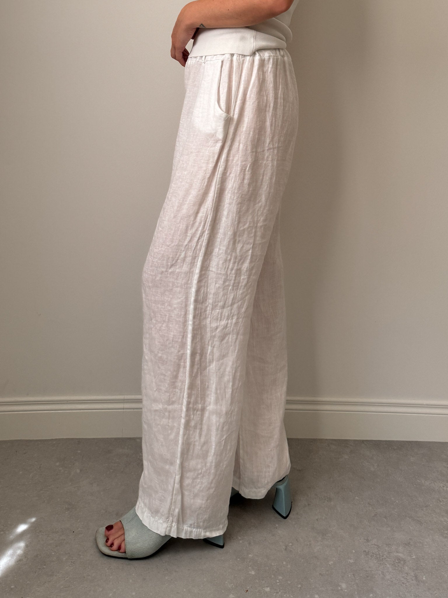 Pure linen white pants