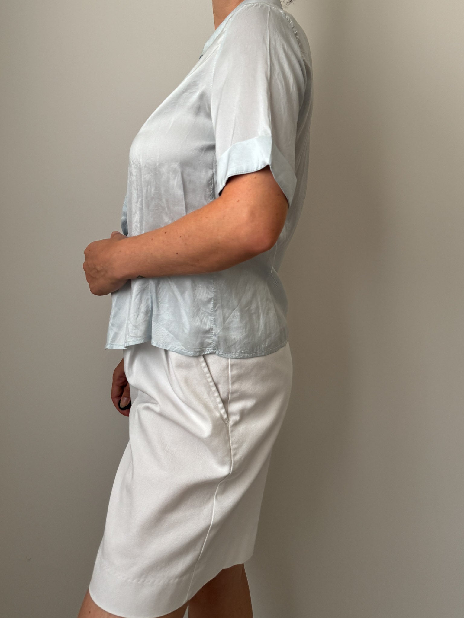 Benetton pure silk sky shirt