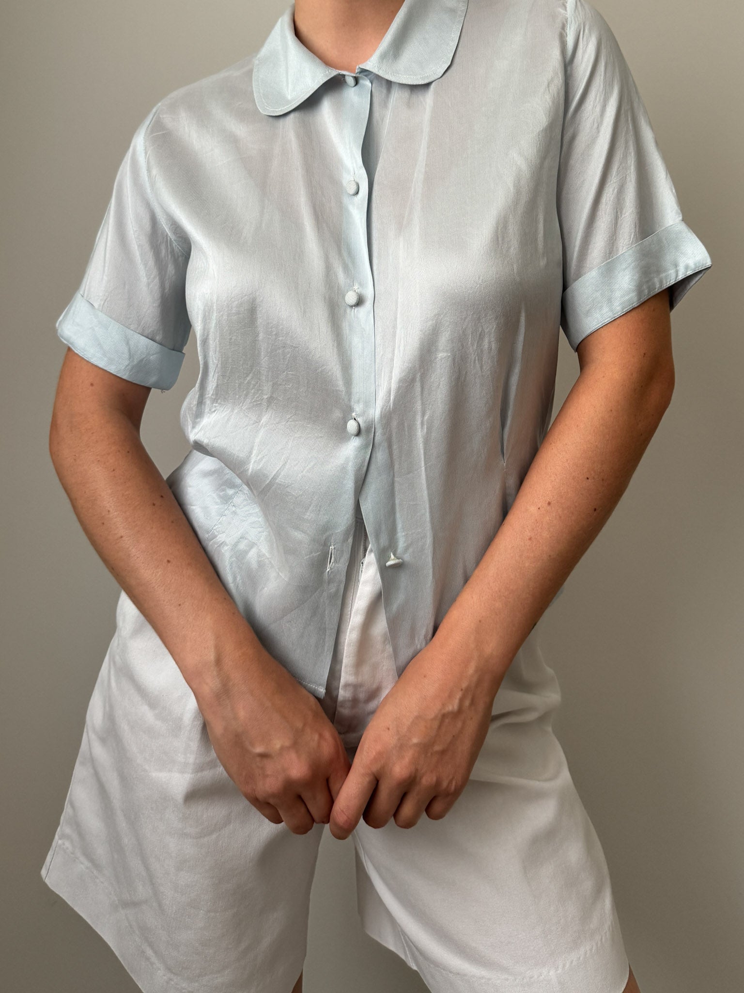 Benetton pure silk sky shirt