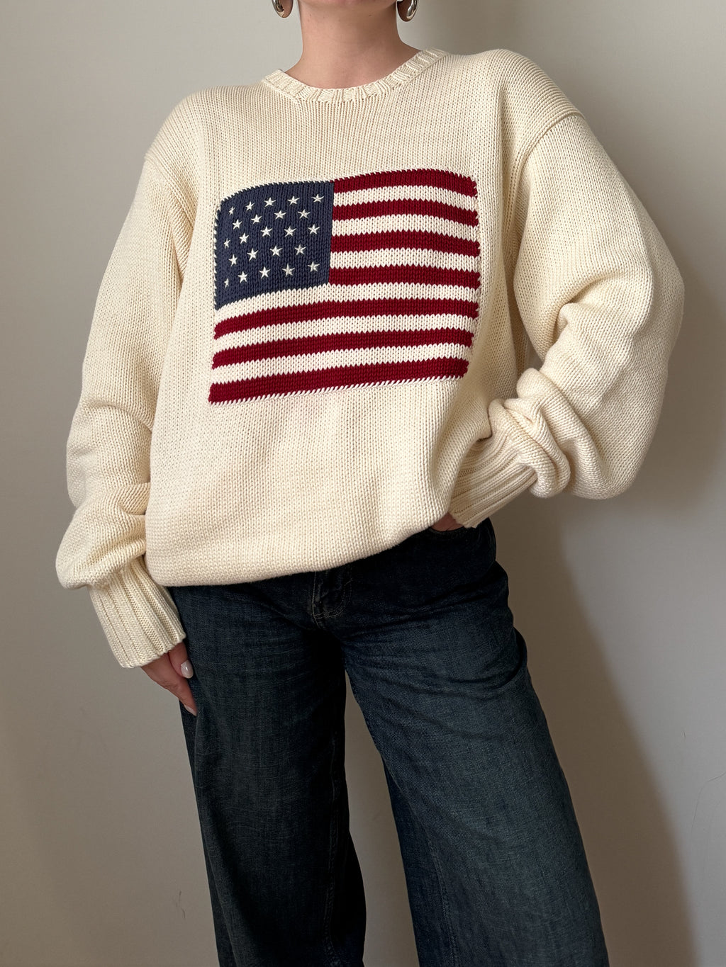 Maglione Polo Ralph Lauren in puro cotone con bandiera