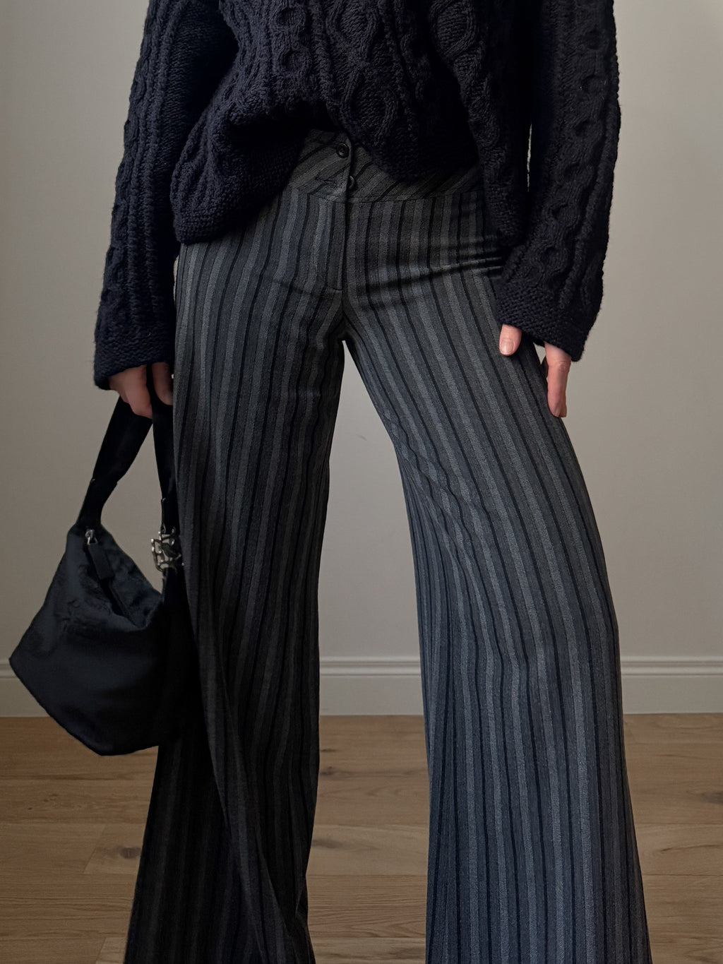 Wool and cotton striped pants