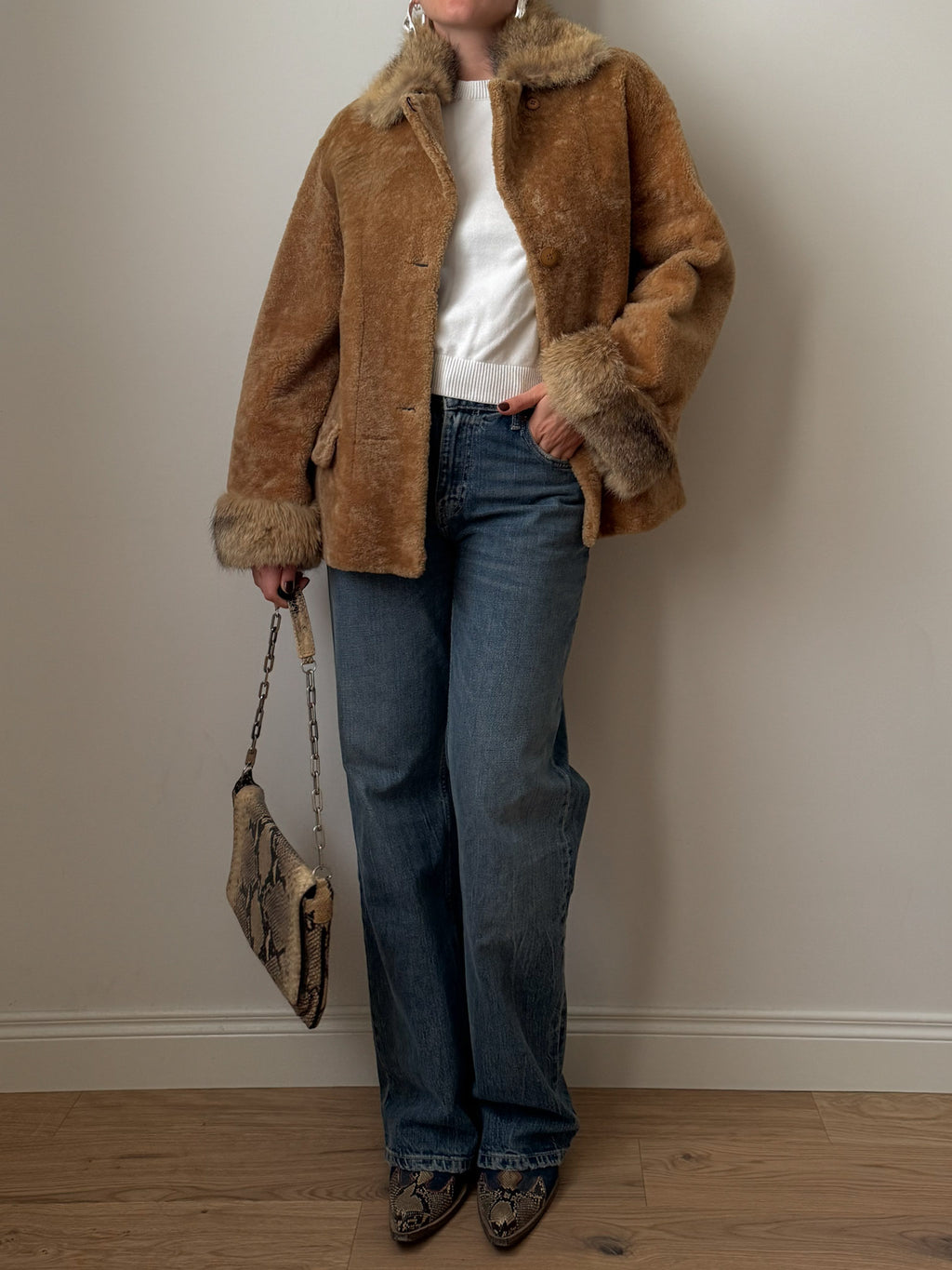 Real shearling and fur jacket