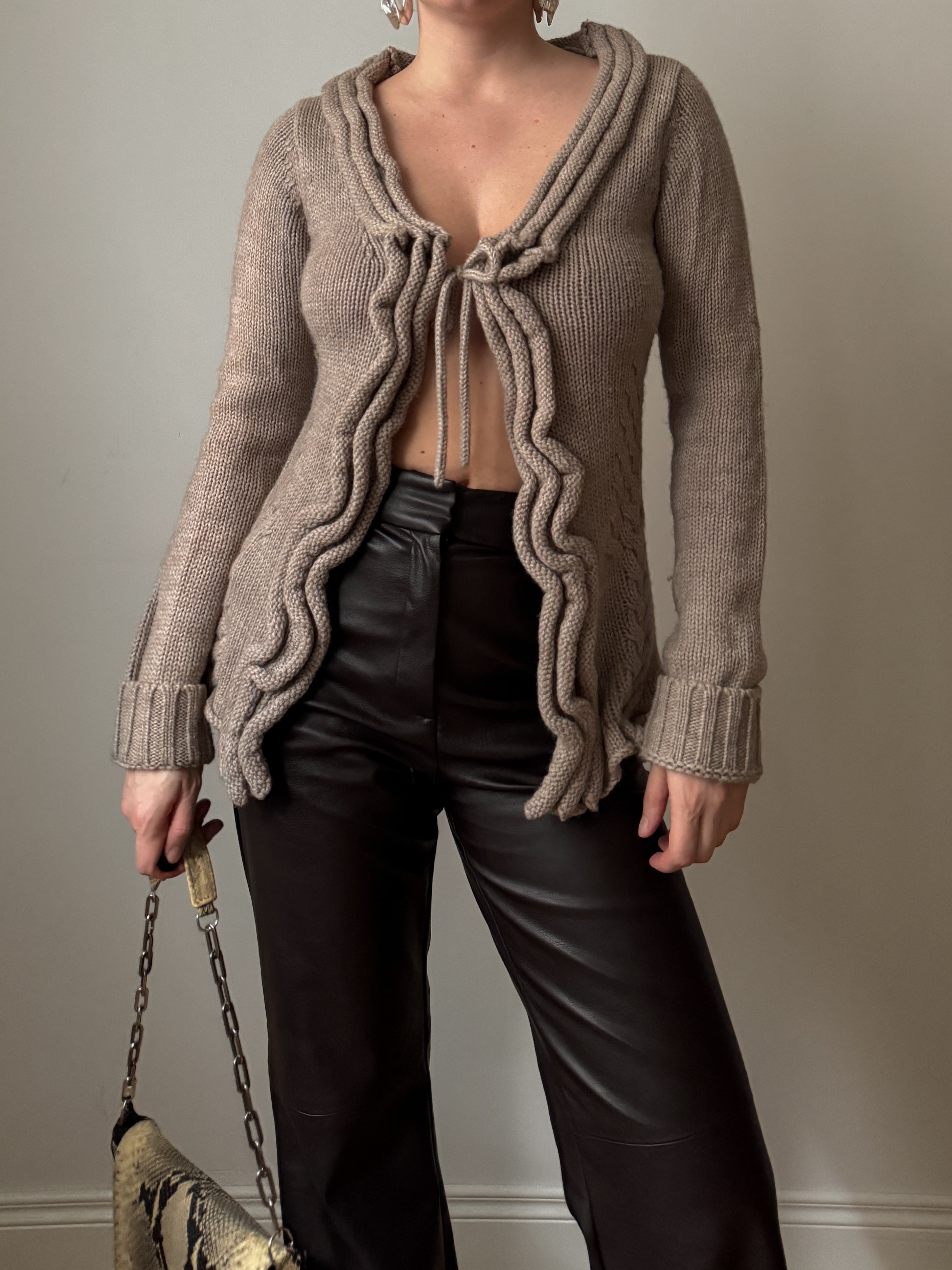 Wool blend sand cardigan