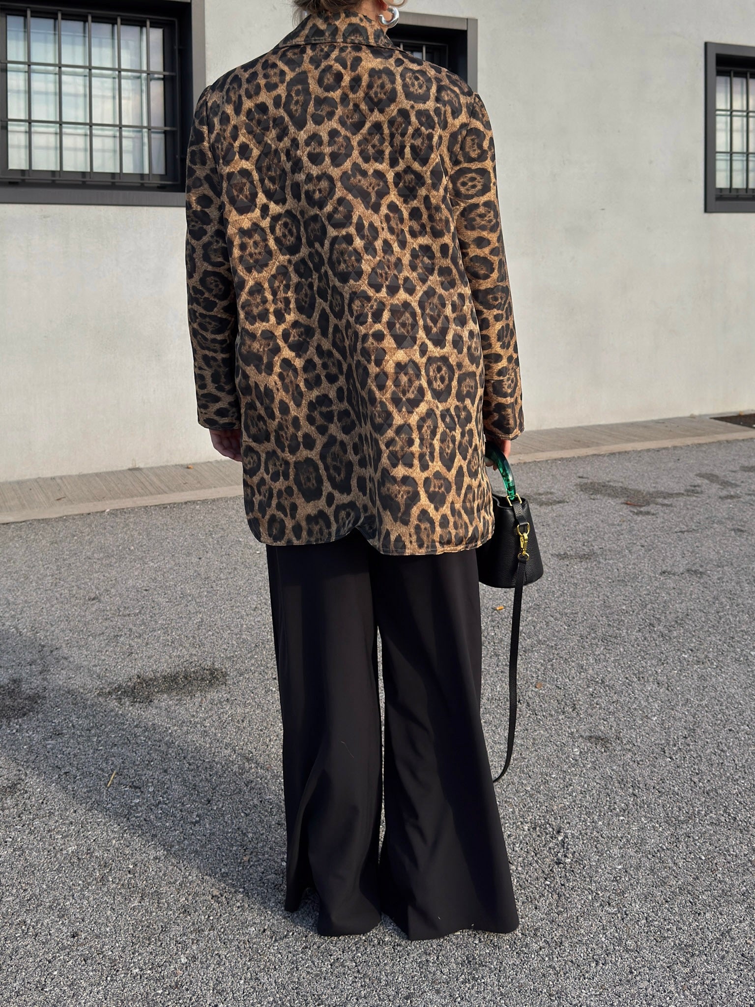 Quilted double face animalier jacket