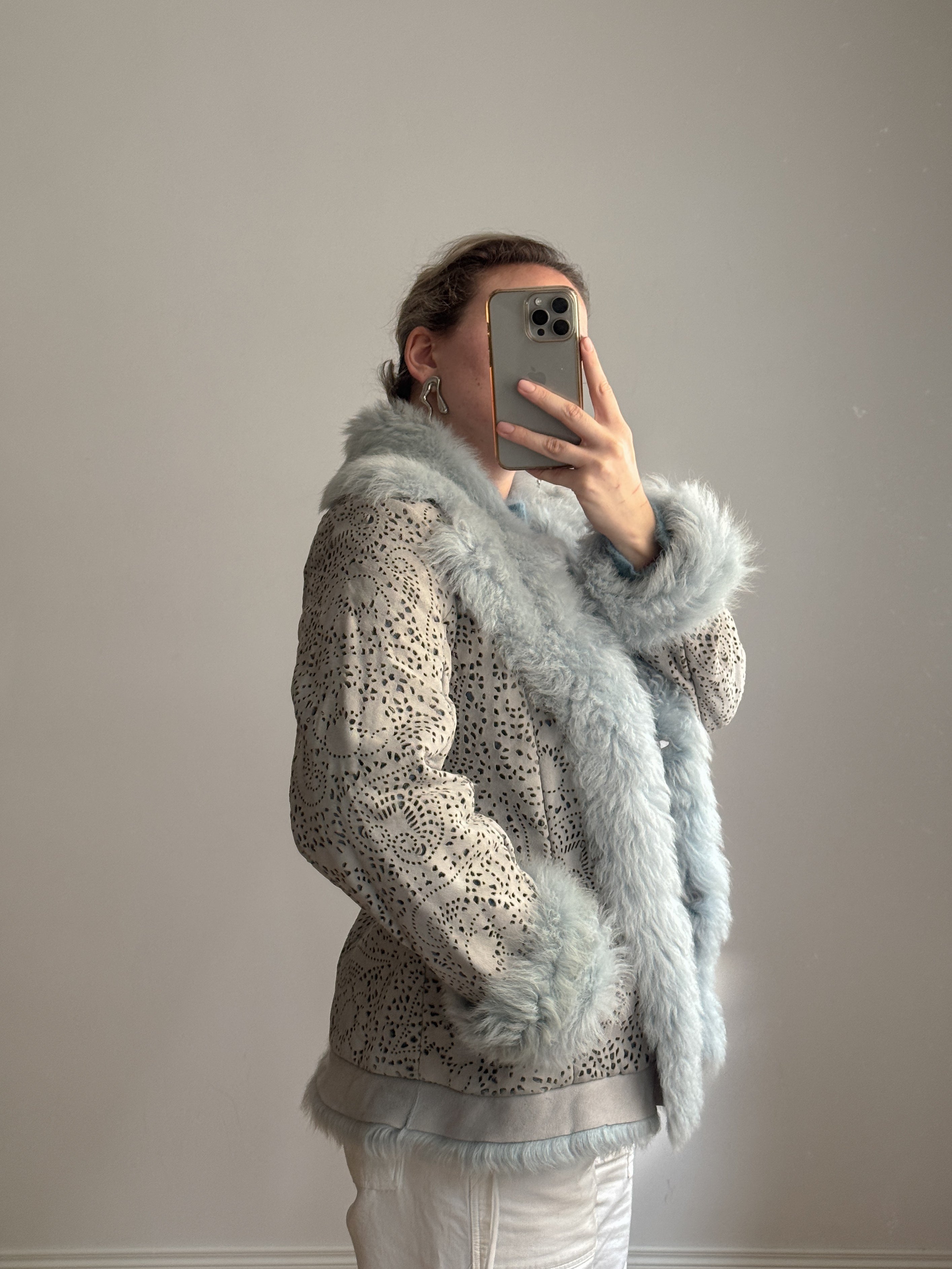 Suede and shearling sky jacket