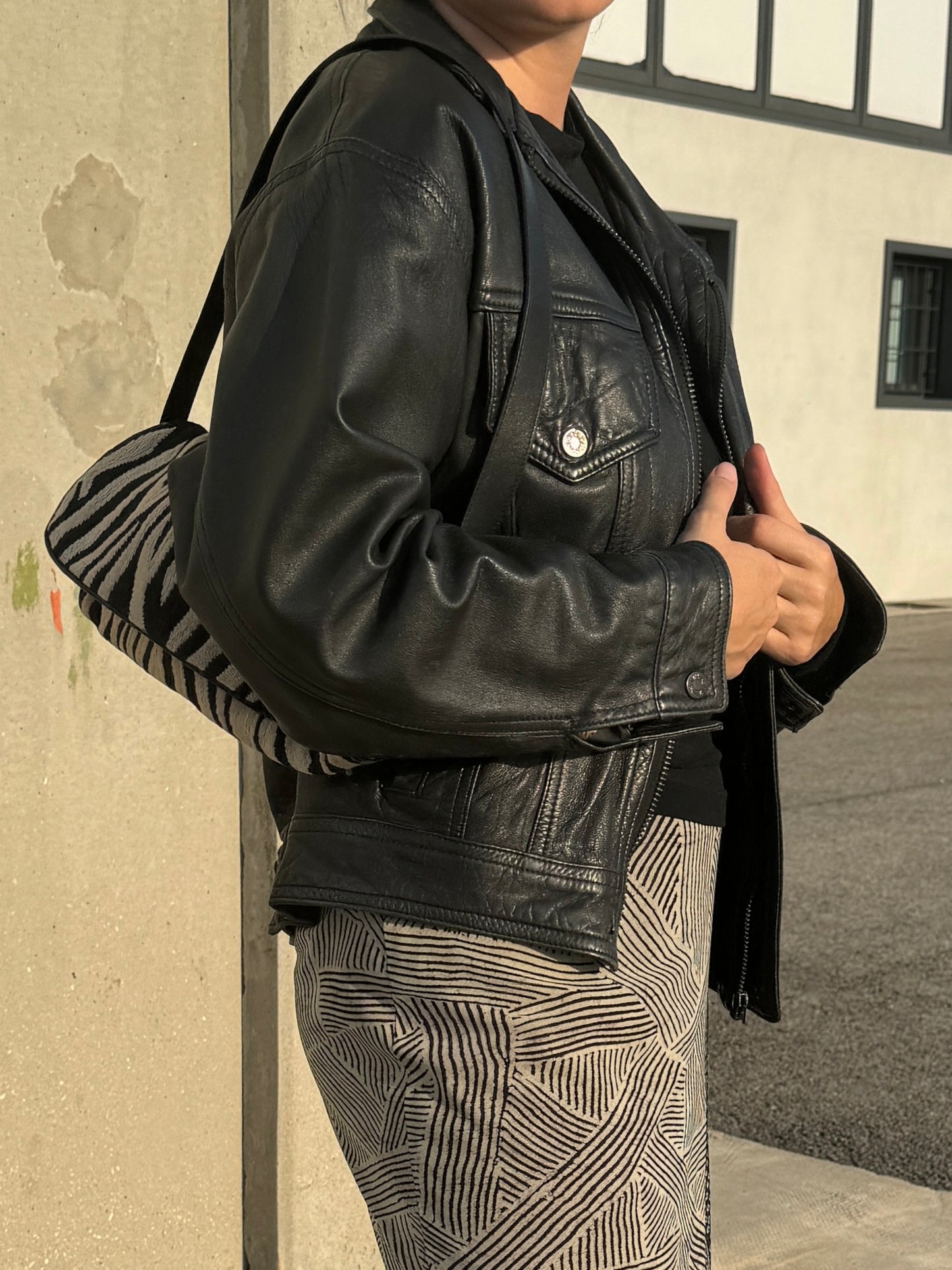 Real leather bomber jacket