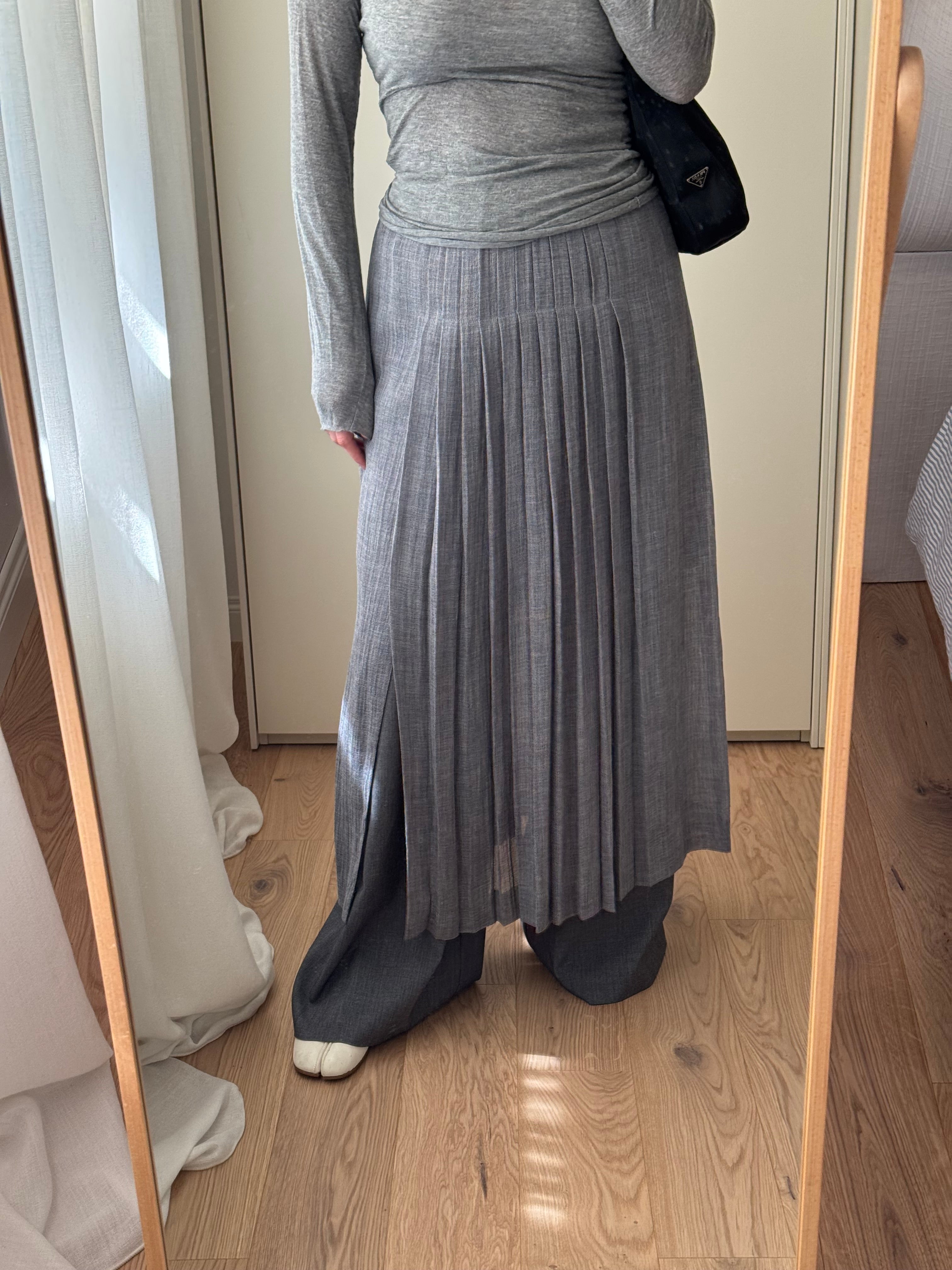 Cotton and linen grey skirt