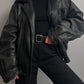 Real leather black aviator jacket