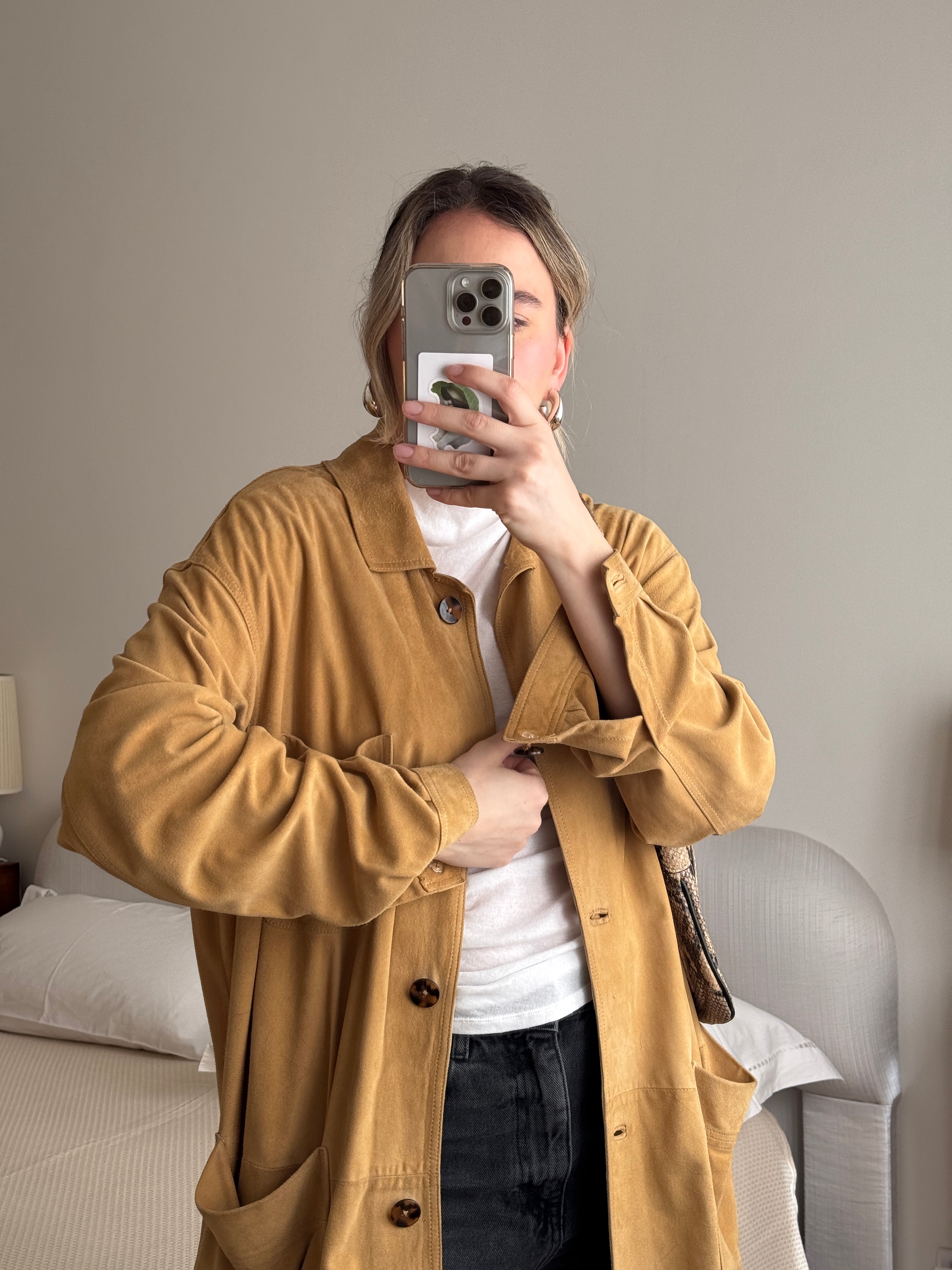 Real suede camel shirt