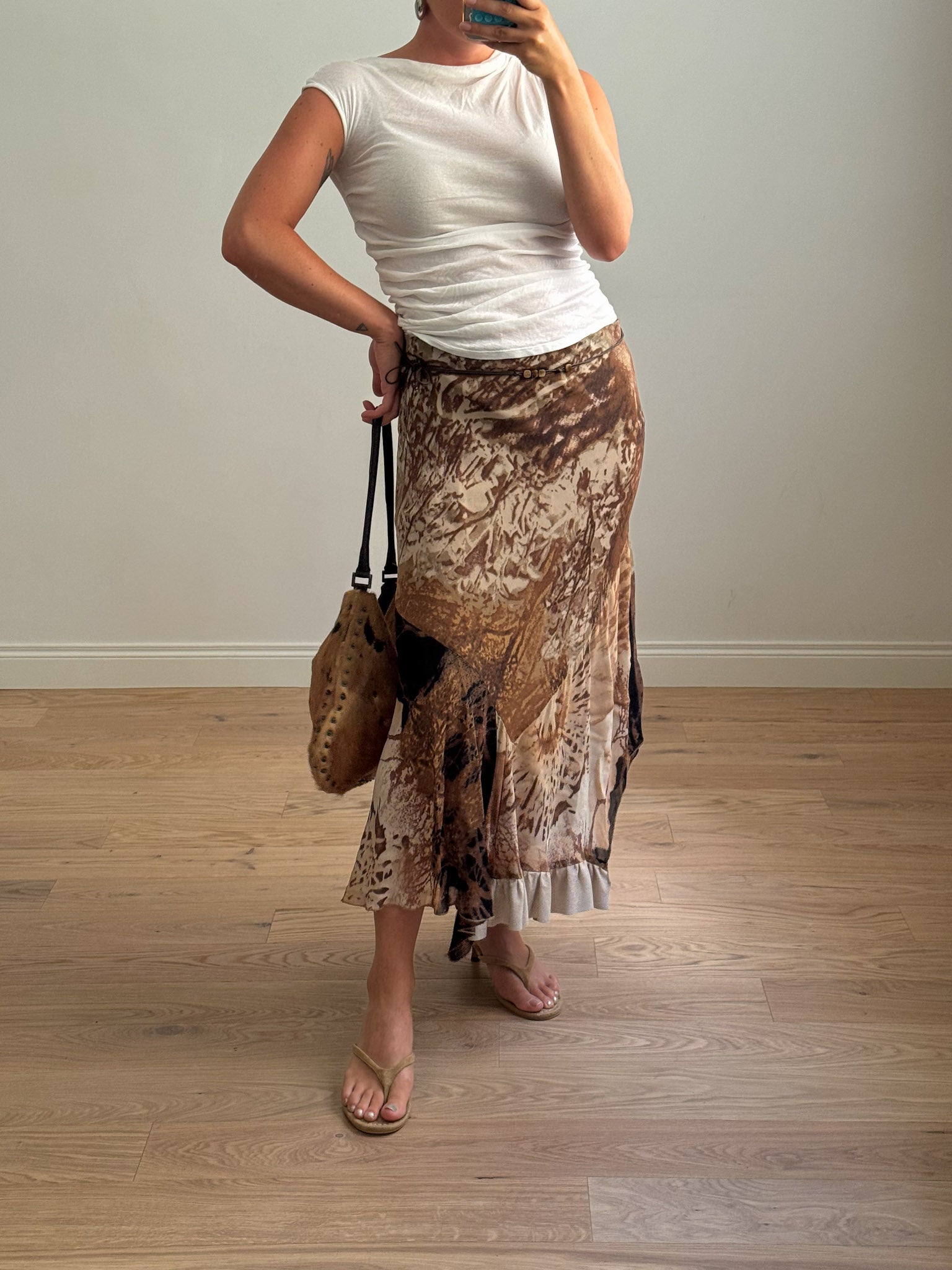 Pure viscose printed skirt