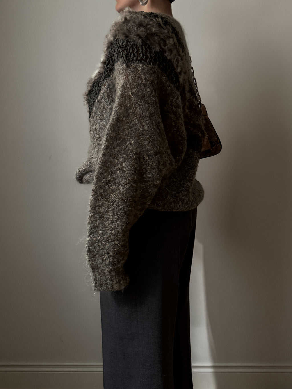 Wool and fur grey sand pull