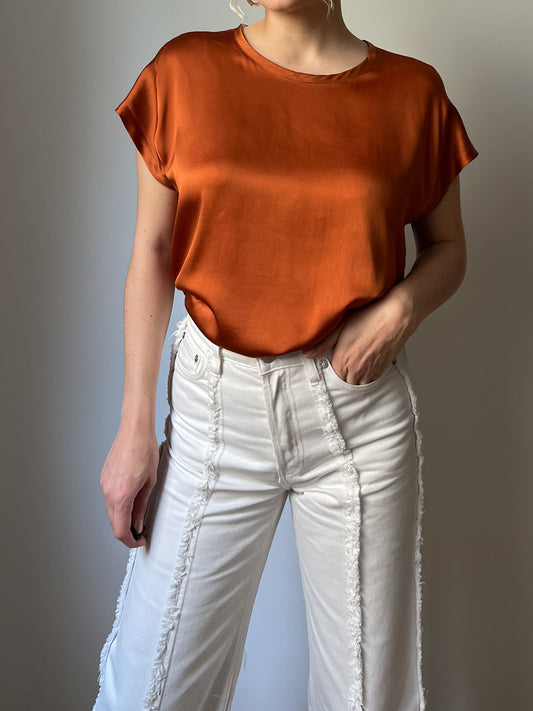 Pure silk orange top