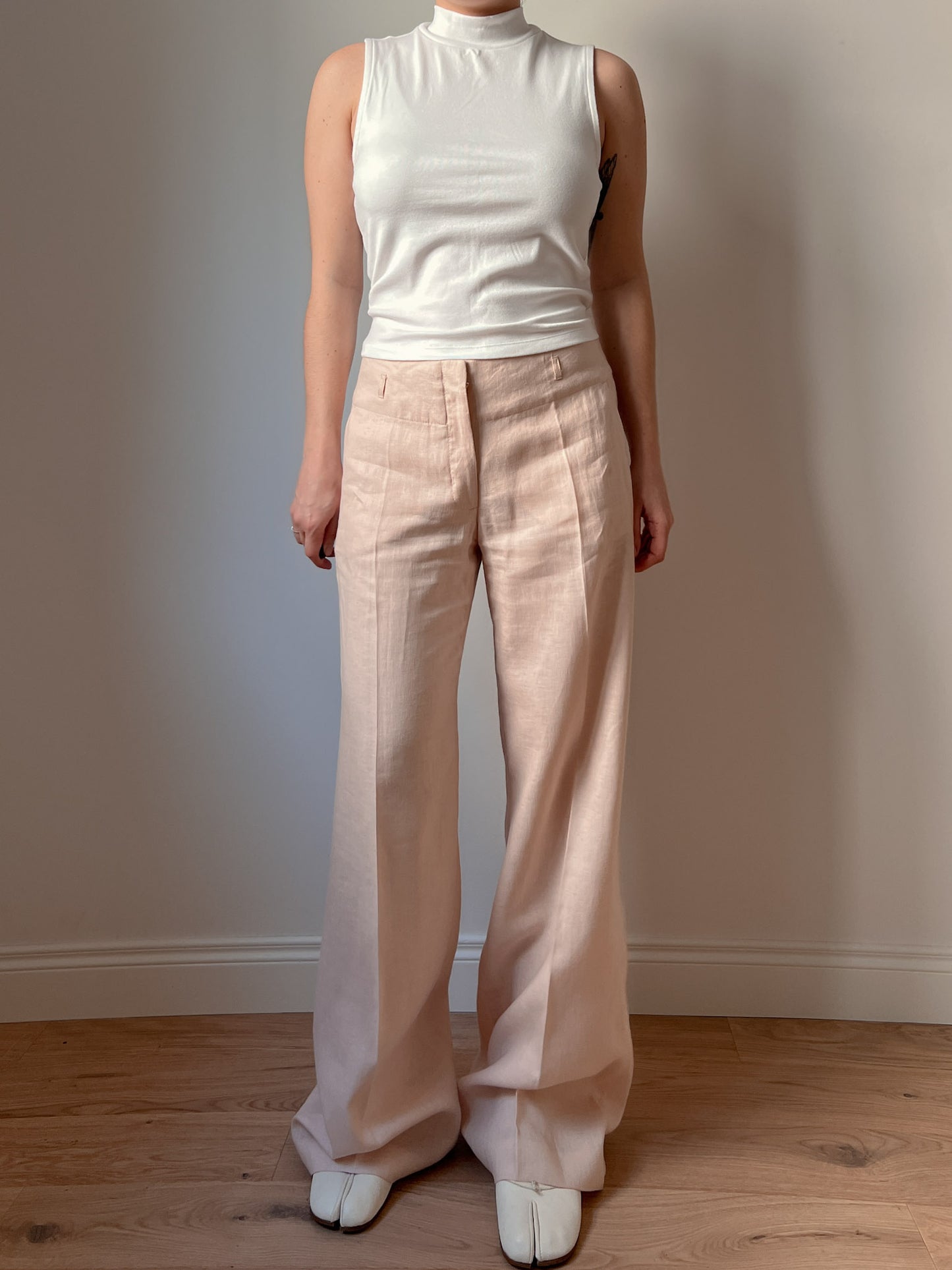 Pure linen pink pants