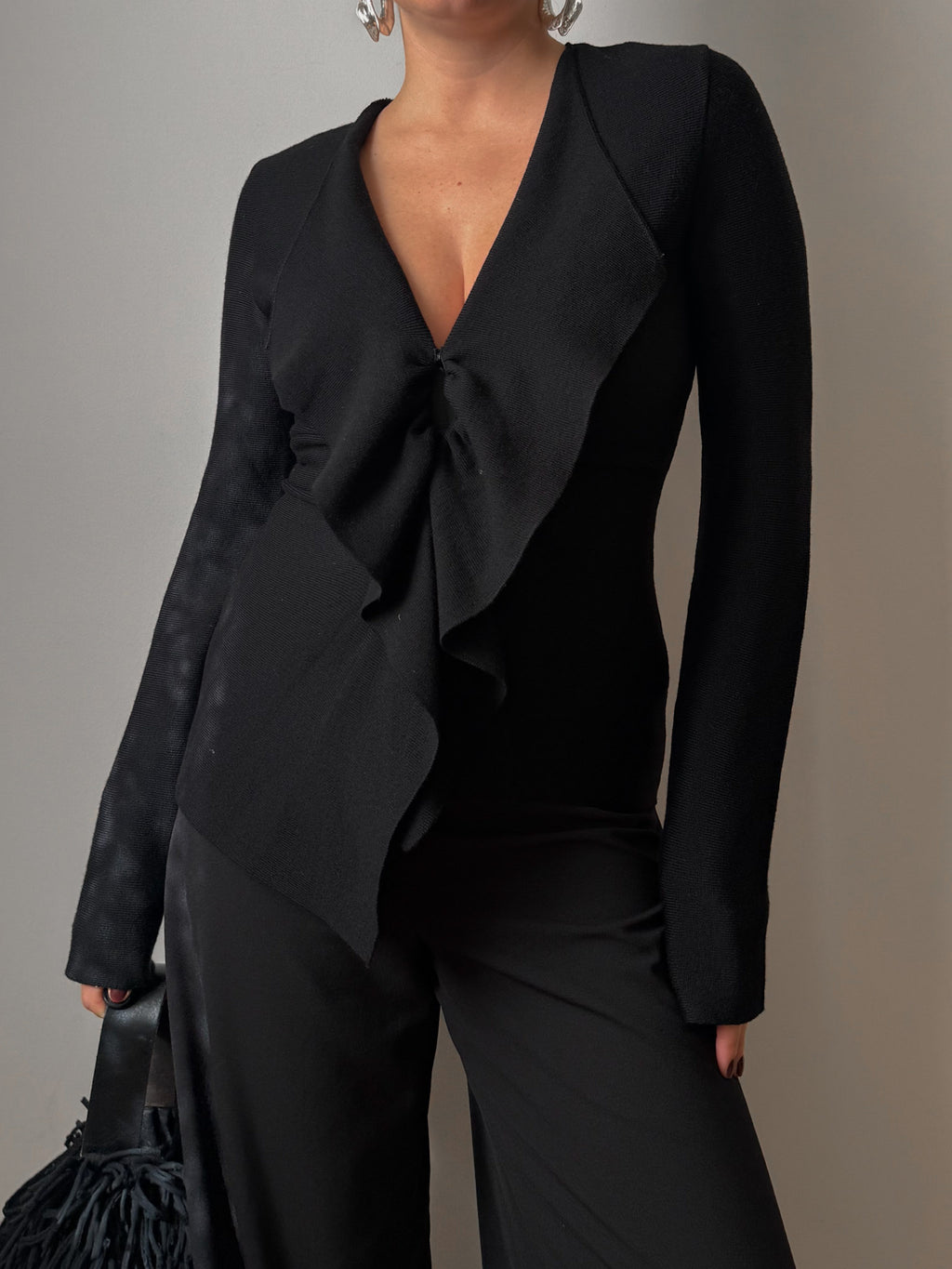 Pure merino wool black cardigan