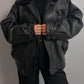 Real leather black aviator jacket