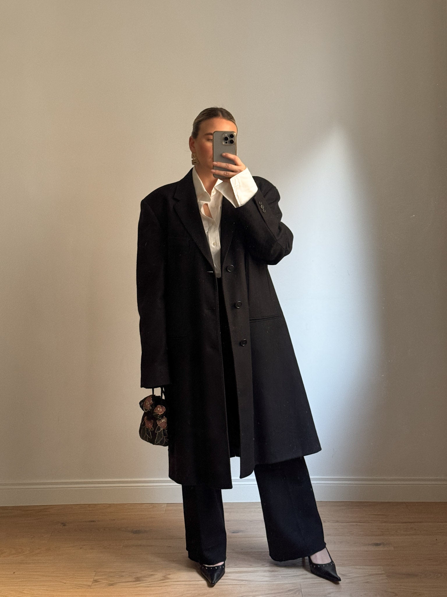 Lebole wool and cashmere black man coat