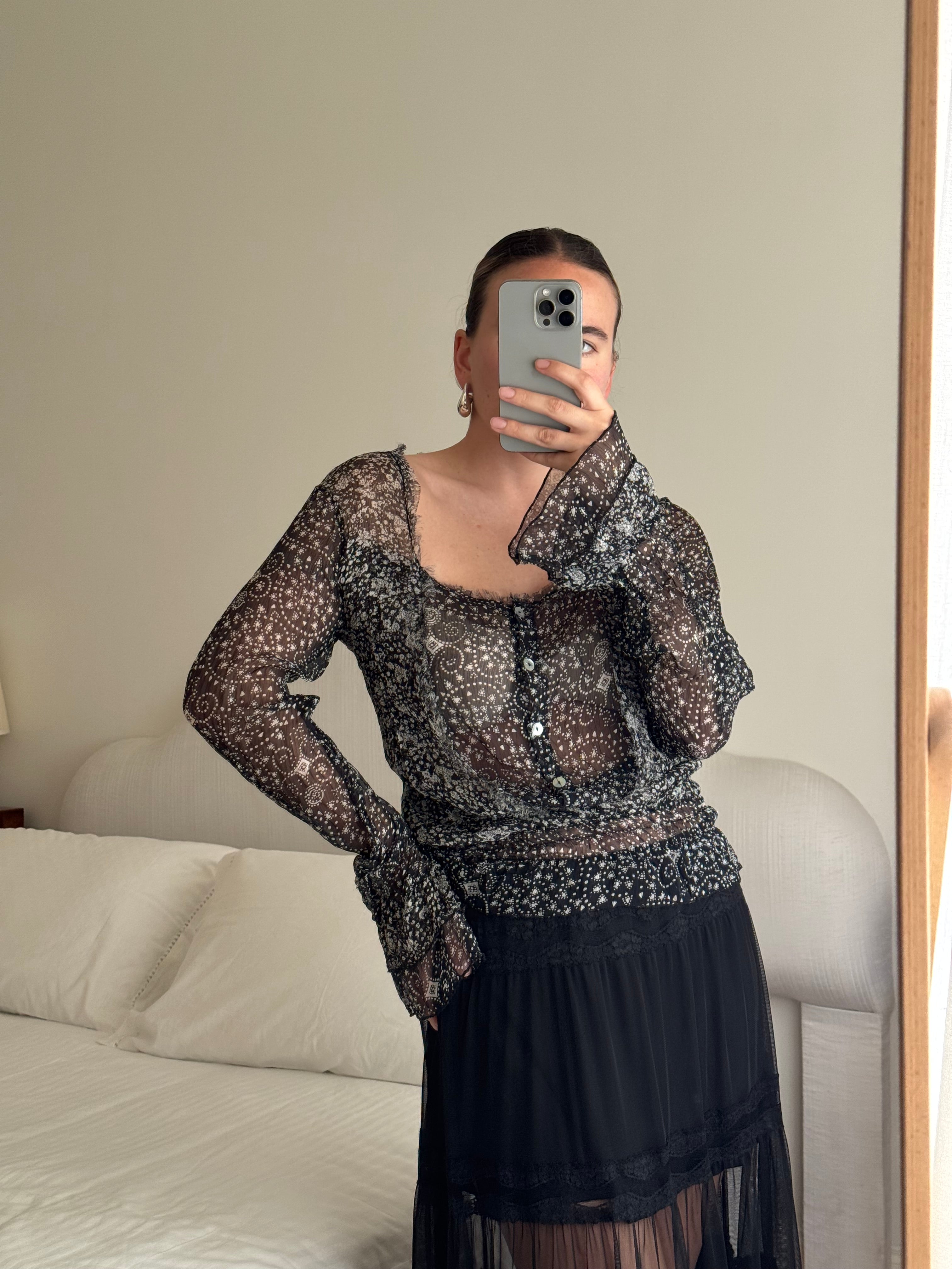 Pure silk printed blouse