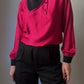 Pure silk black and cyclamen blouse