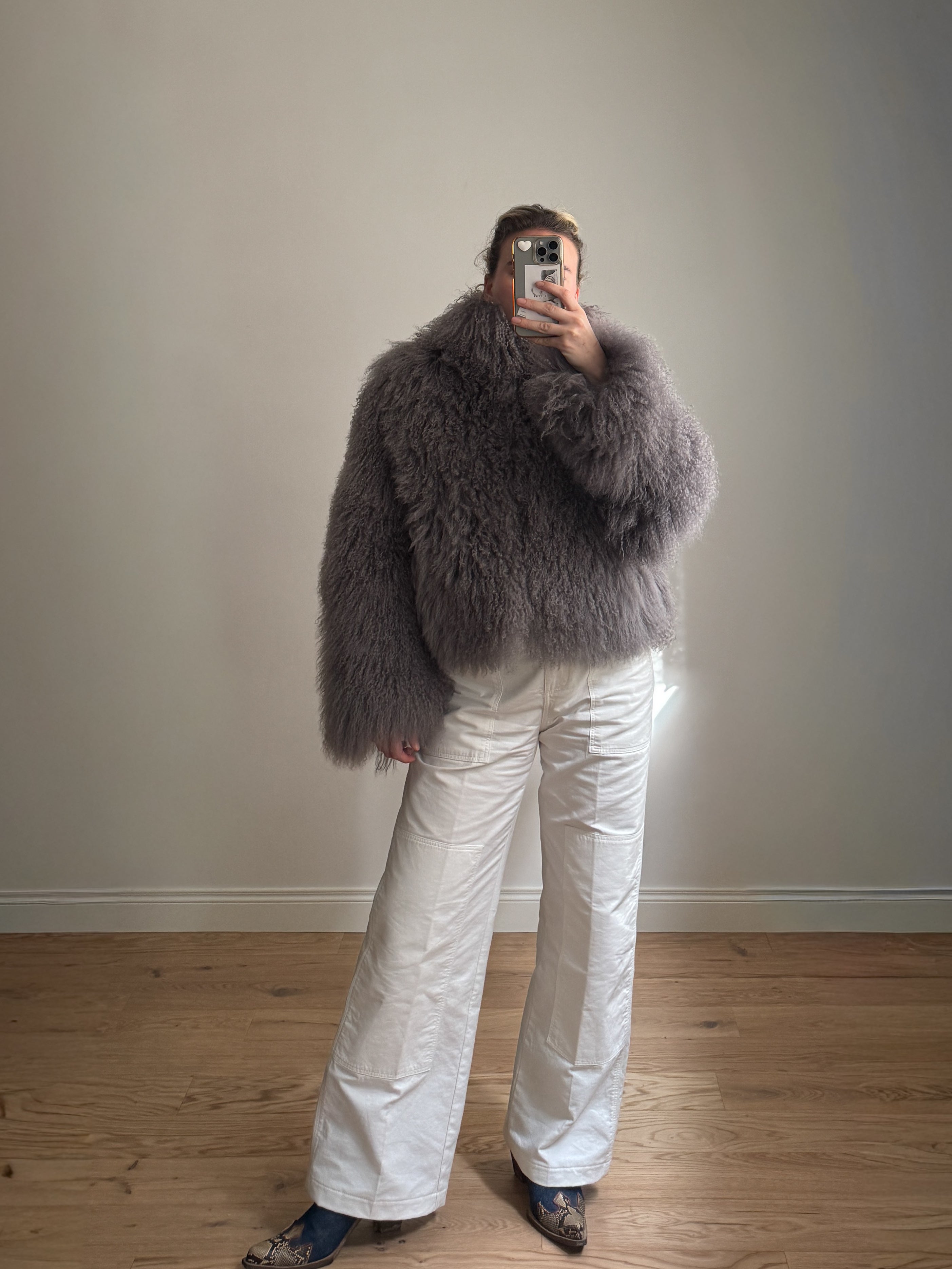 Mongolian grey fur jacket