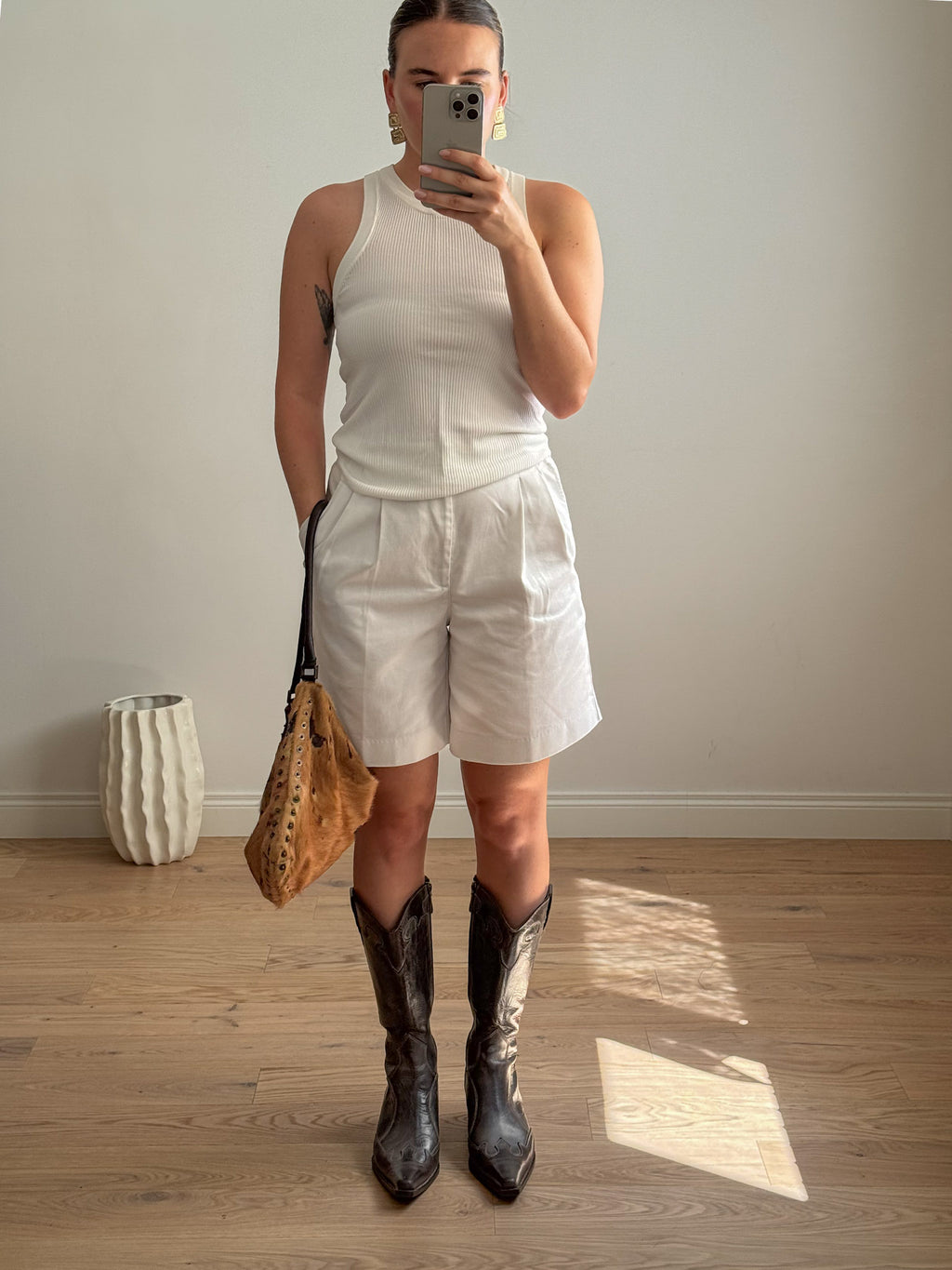 Pure cotton white bermuda