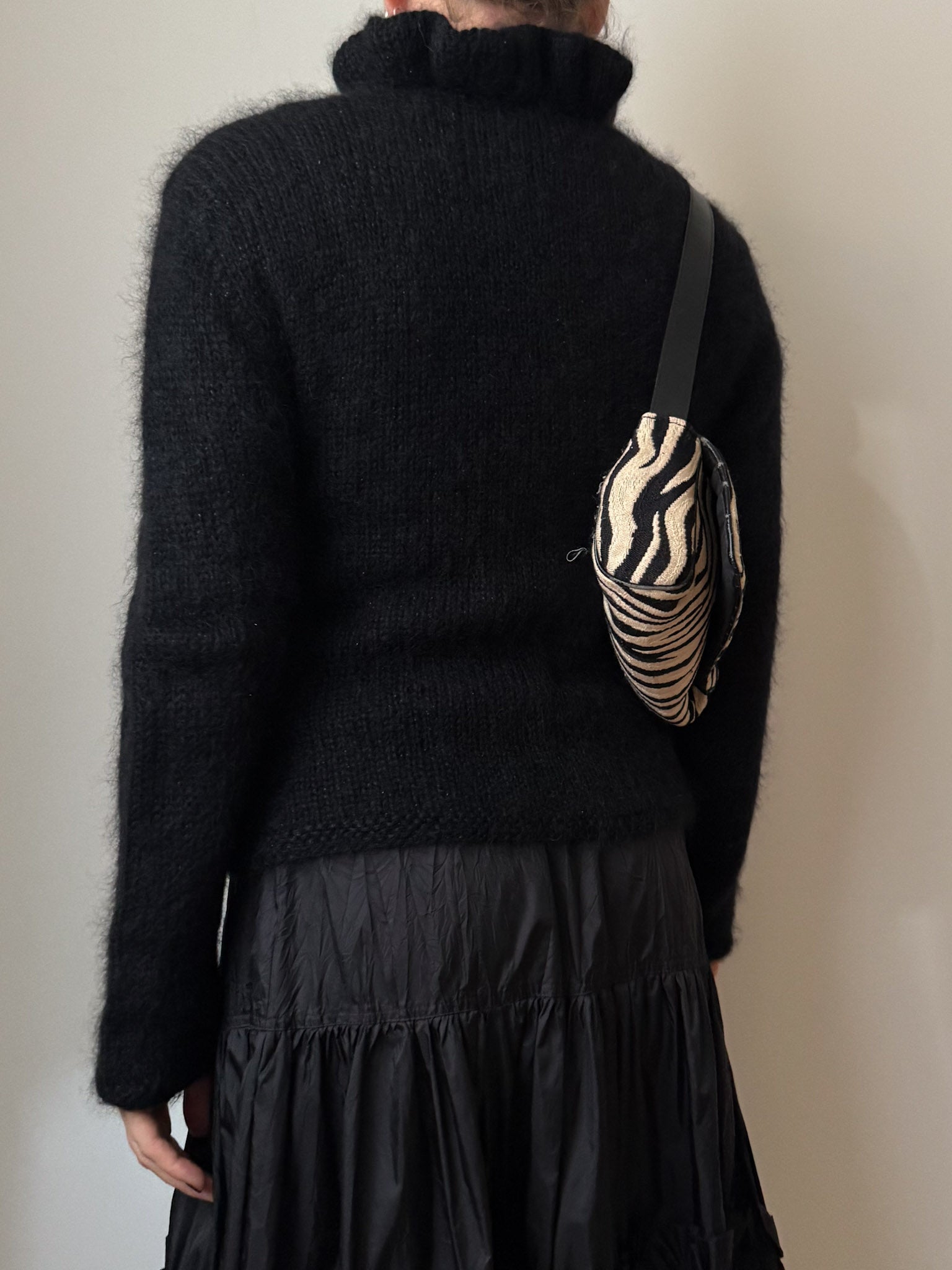 Angora and mohair black cardigan