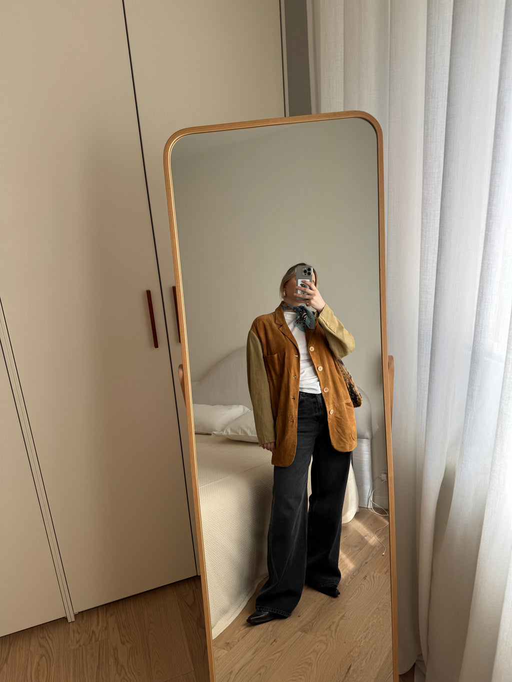 Suede and linen jacket