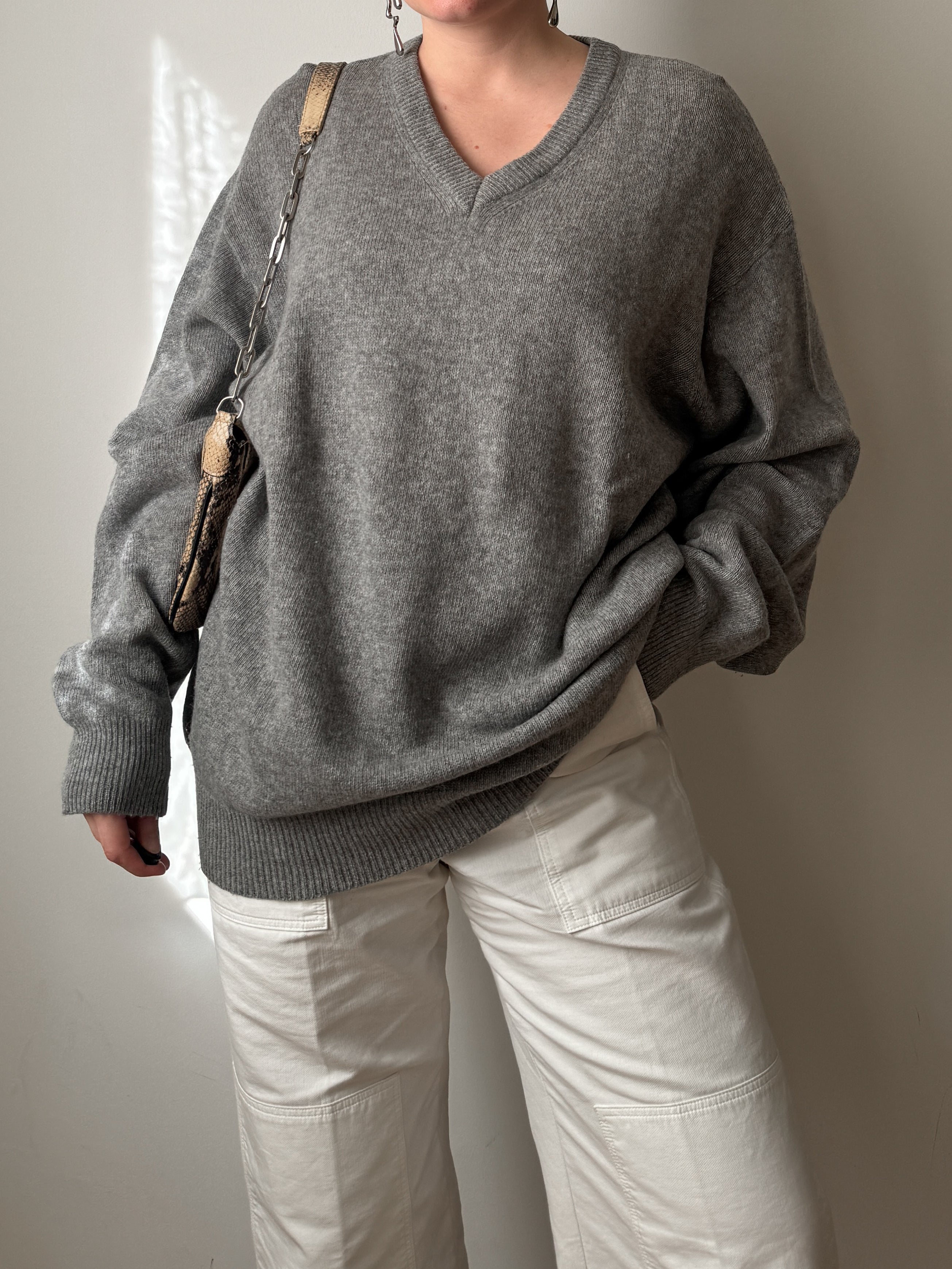 Lambswool grey maxi pull