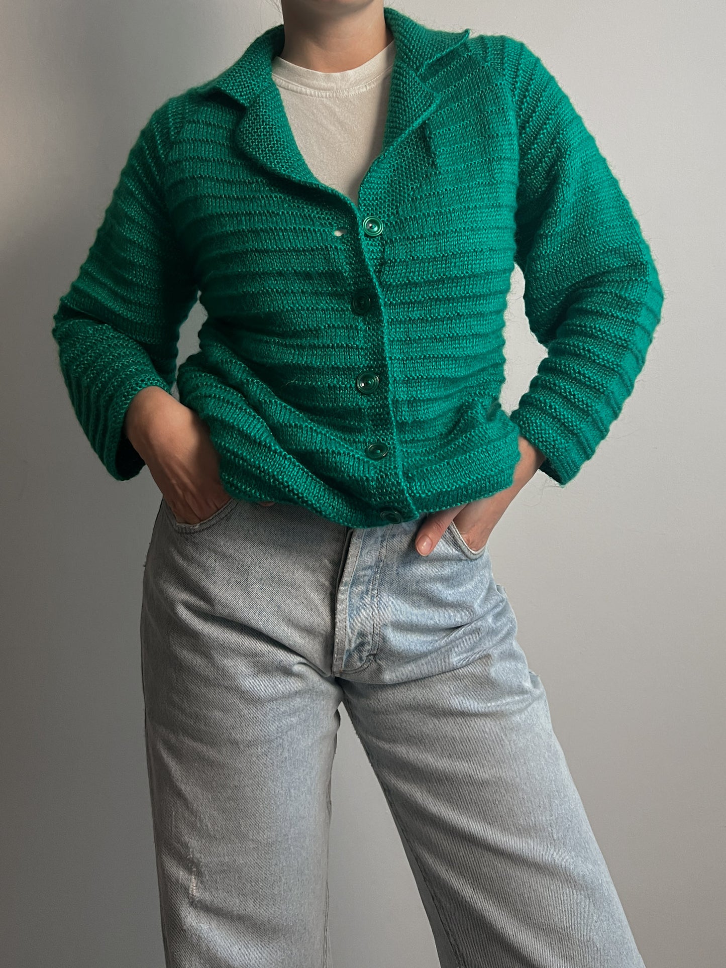 Wool and mohair green cardigan