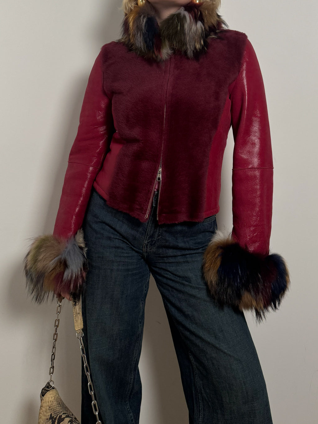 Original shearling burgundy jacket
