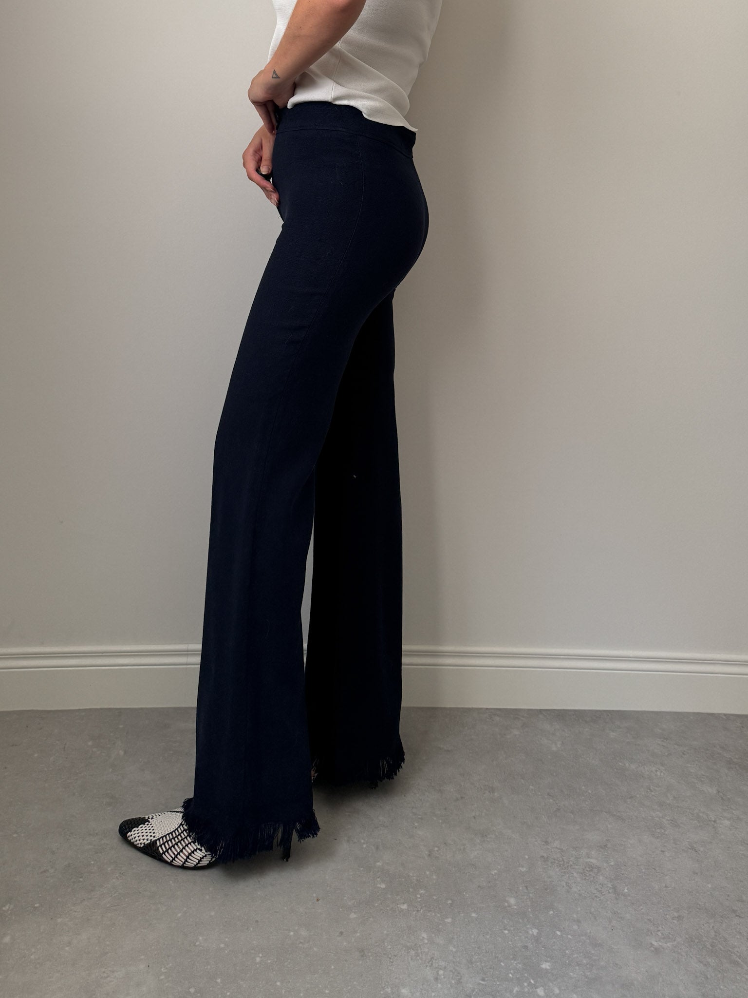 Linen and cotton blue pants