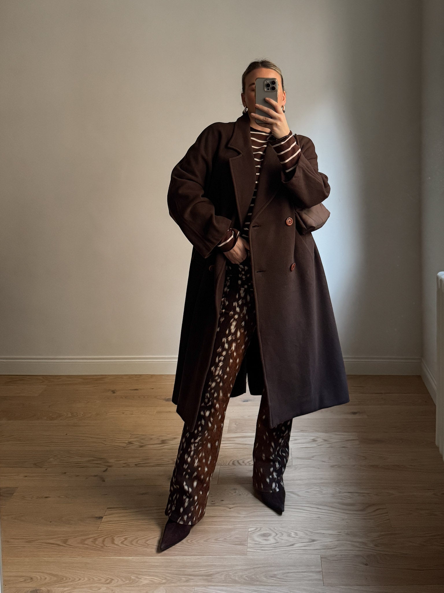 Wool chocolate long coat
