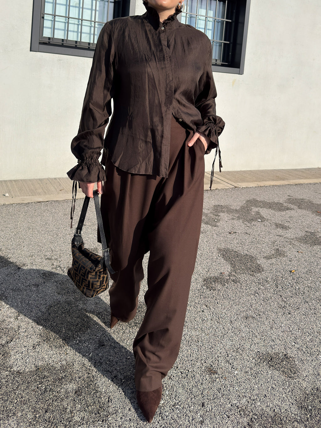 Pure silk chocolate blouse