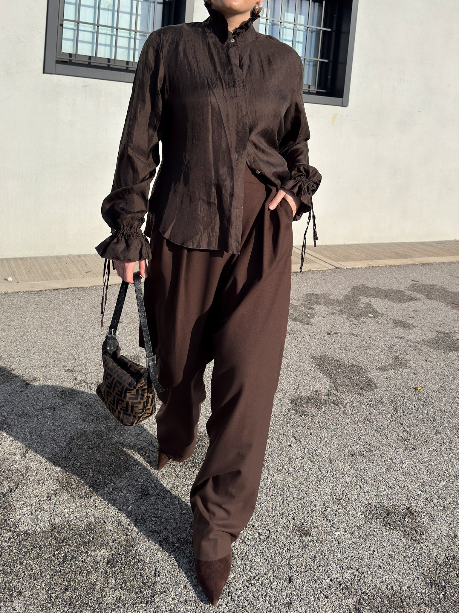 Pure silk chocolate blouse