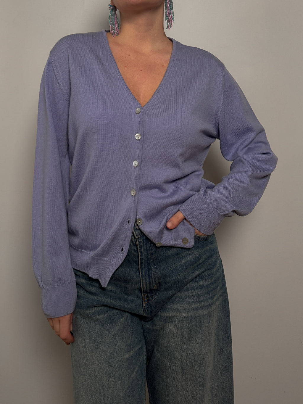 Merino wool lavander cardigan