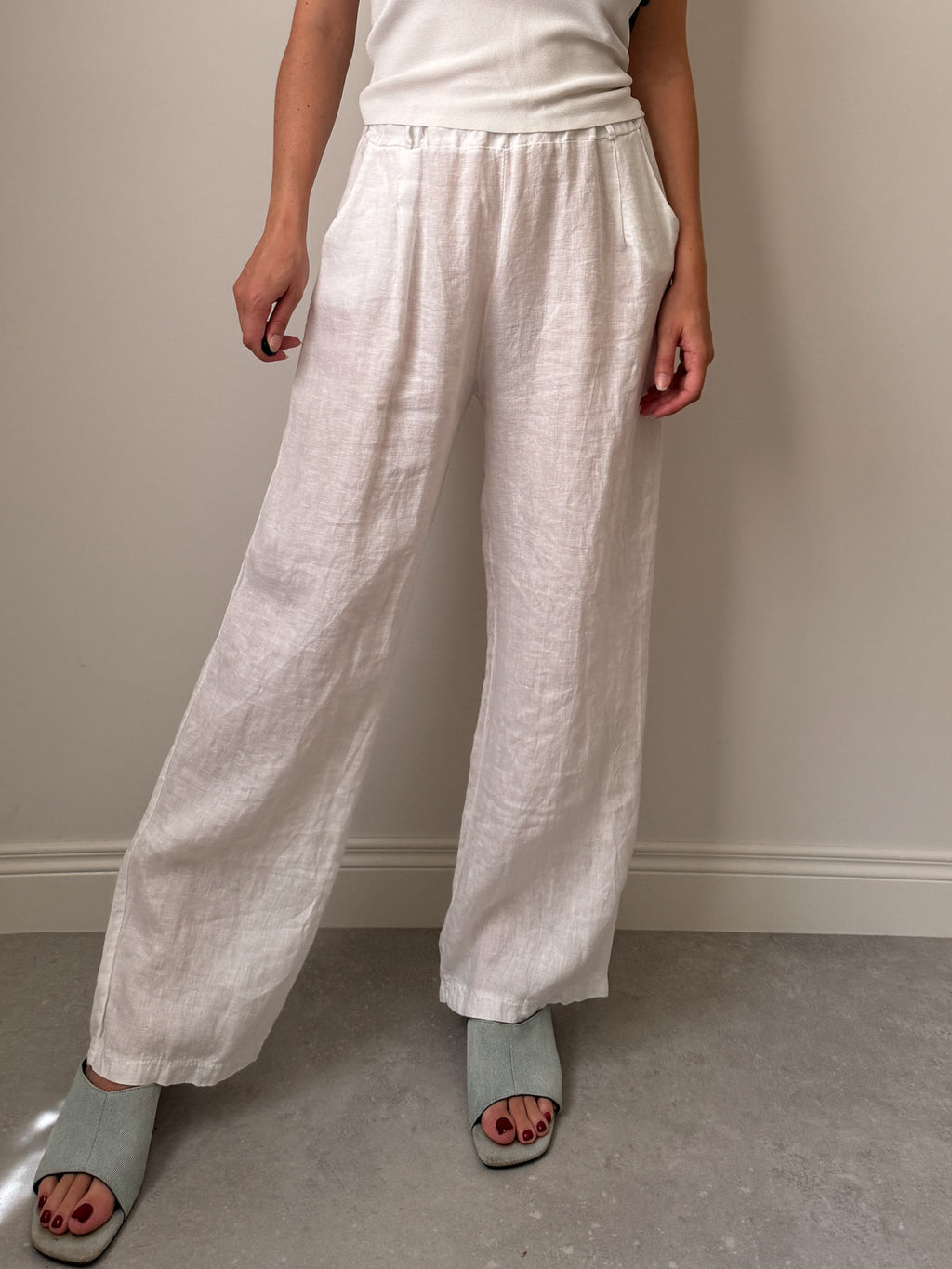 Pure linen white pants